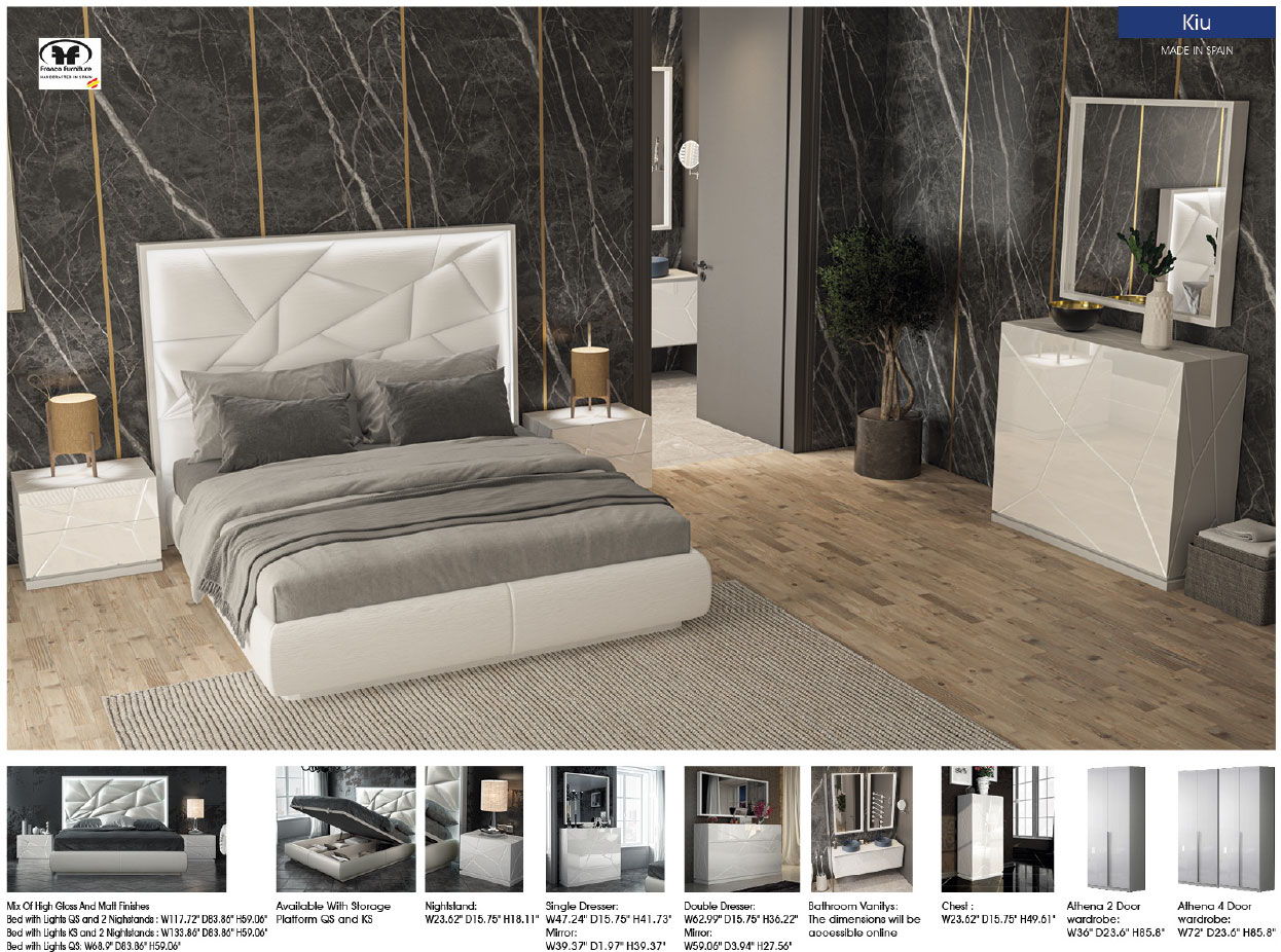 Kiu - King Size Bed With Light - White