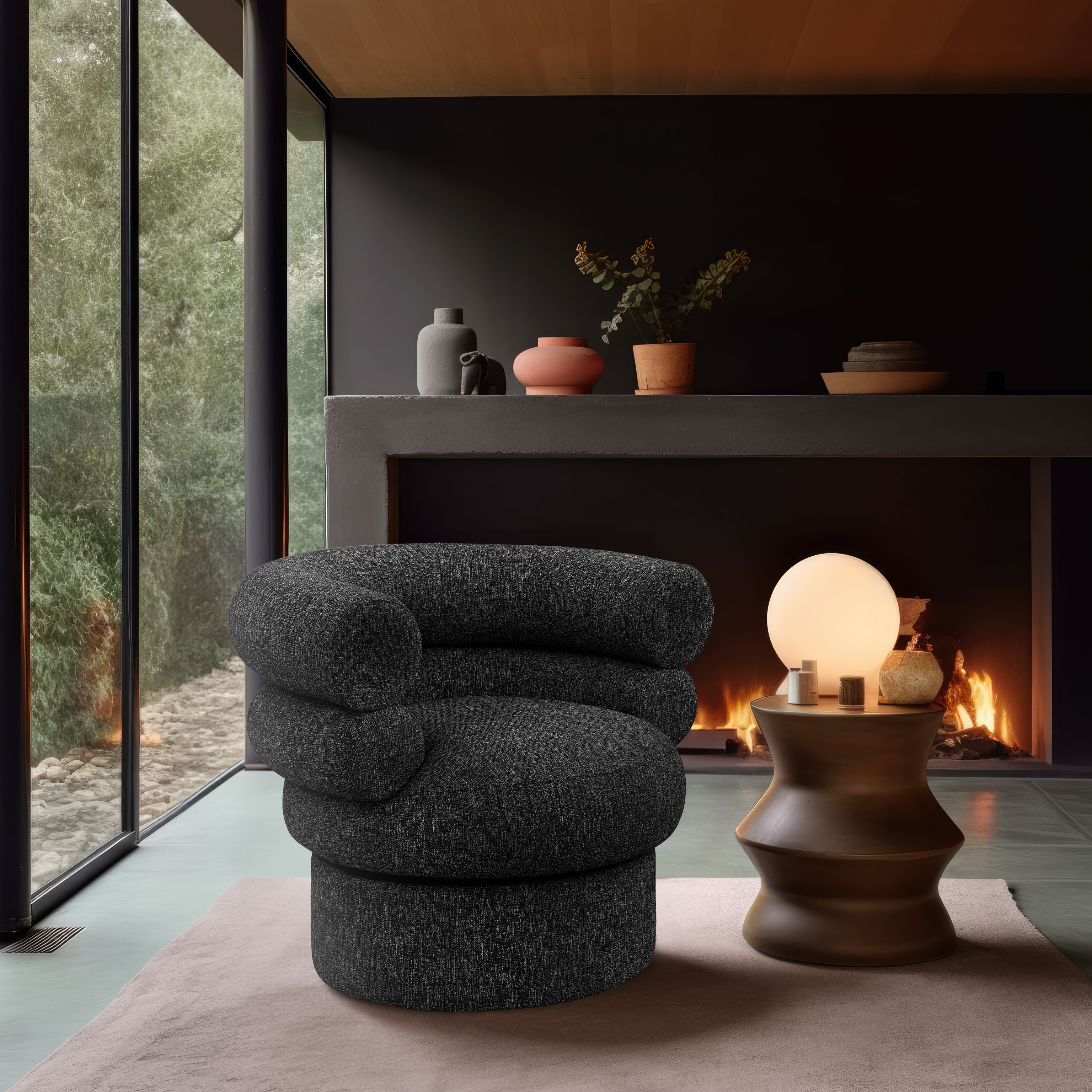 Valentina - Accent Swivel Chair - Black