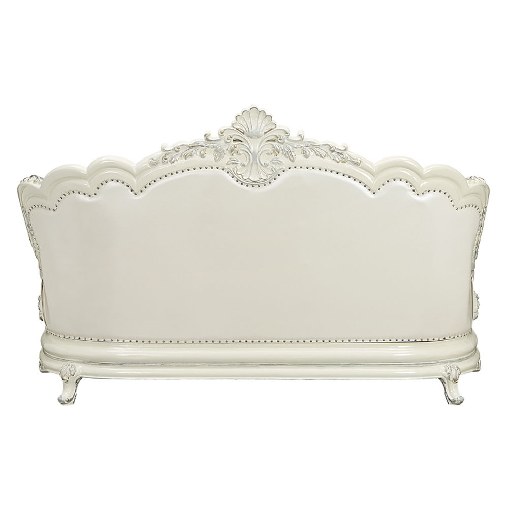 Adara - Sofa With 7 Pillows - Pearl White Synthetic Leather & Antique White, white, view 6