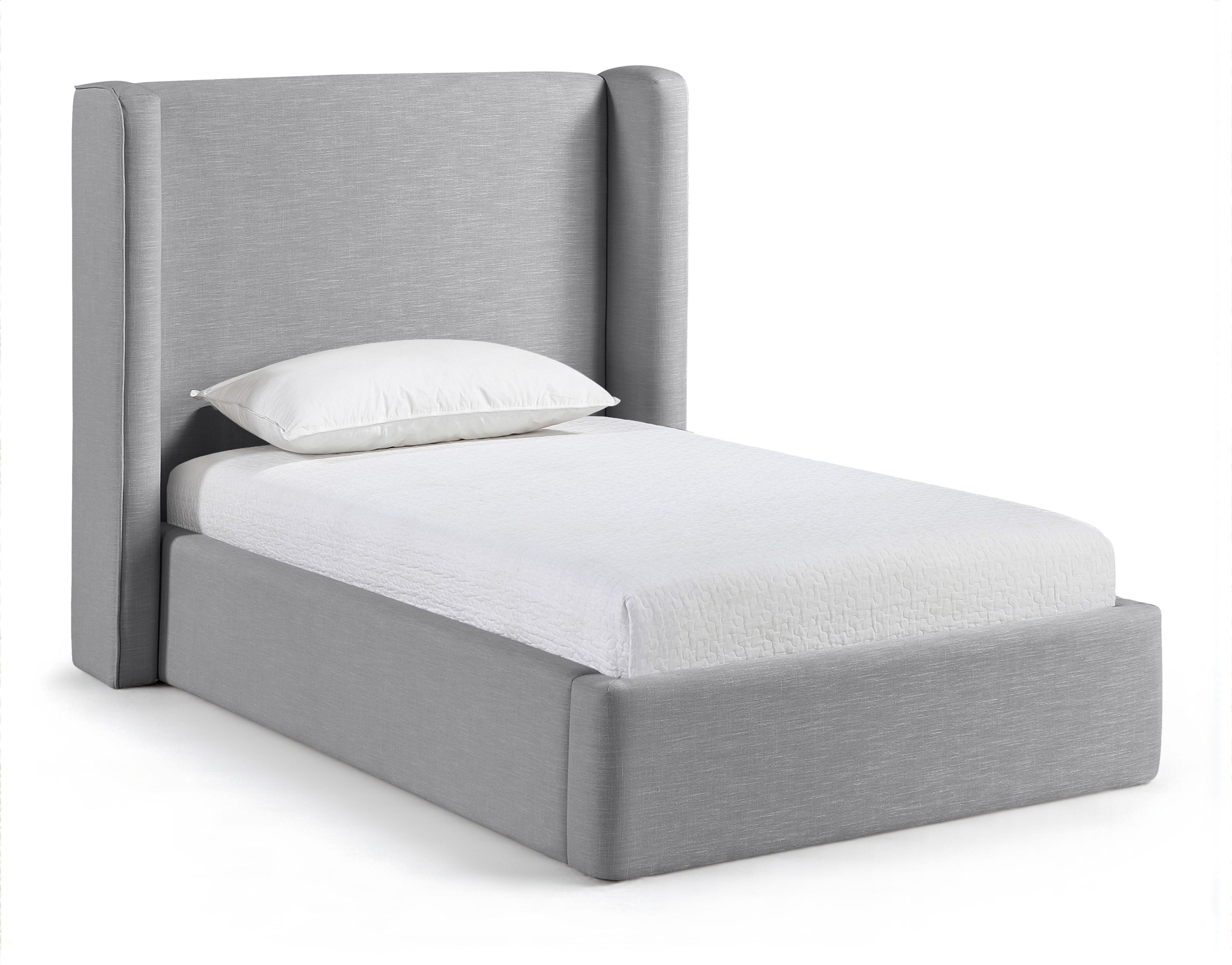 Kendall - Linen Textured Fabric Upholstered Twin Bed - Gray