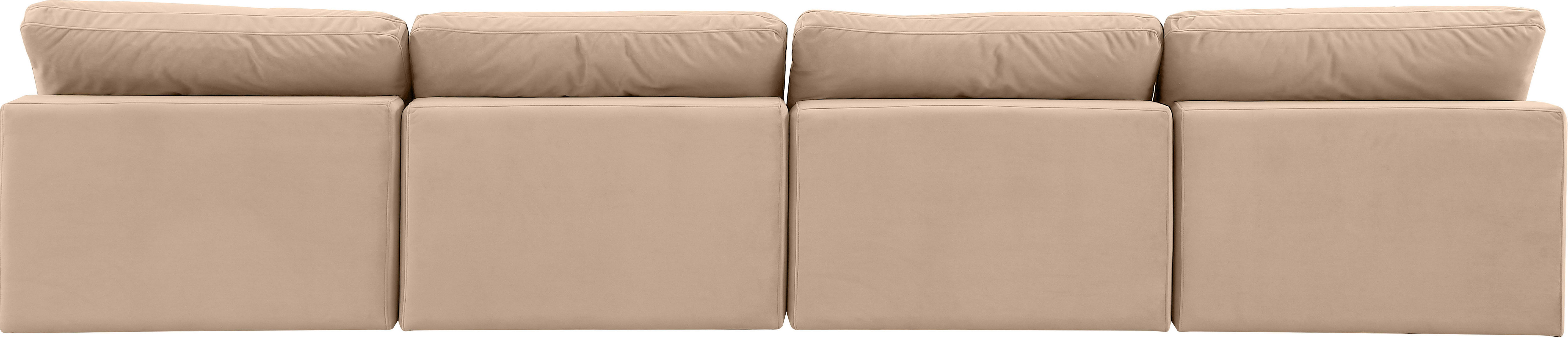 Comfy - Velvet Modular Armless Sofa 4 Pieces - Beige