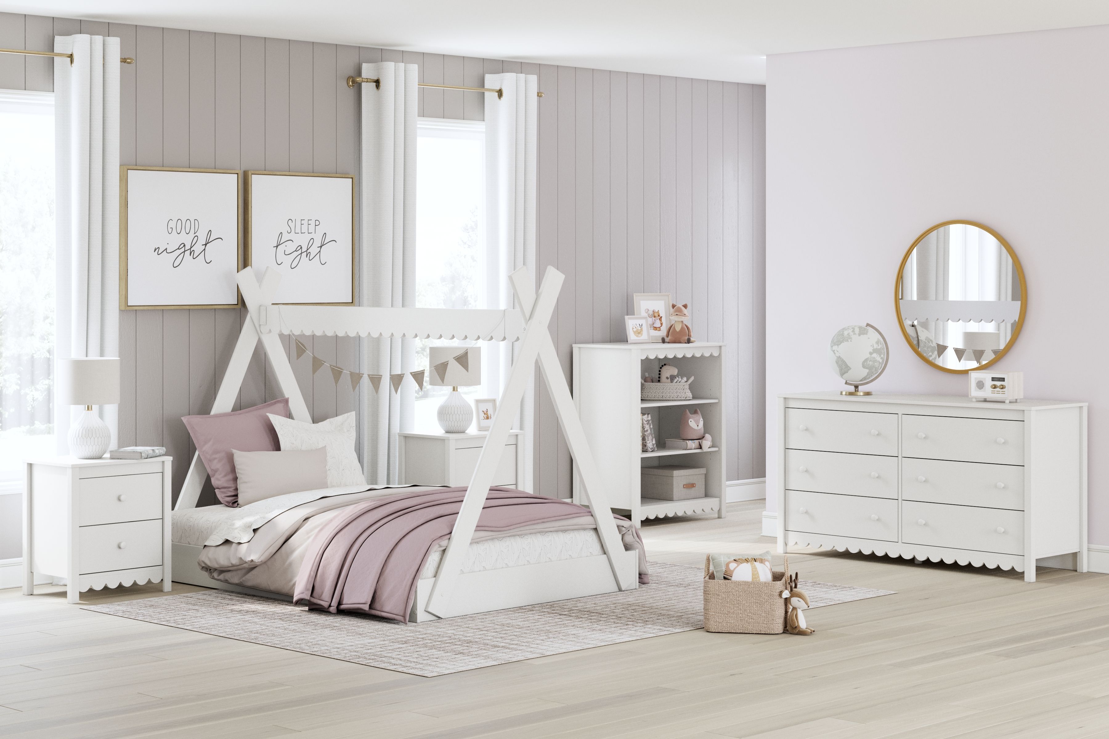 Hallityn - 2 Pc. - Bookcase, Full Tent Complete Bed - White