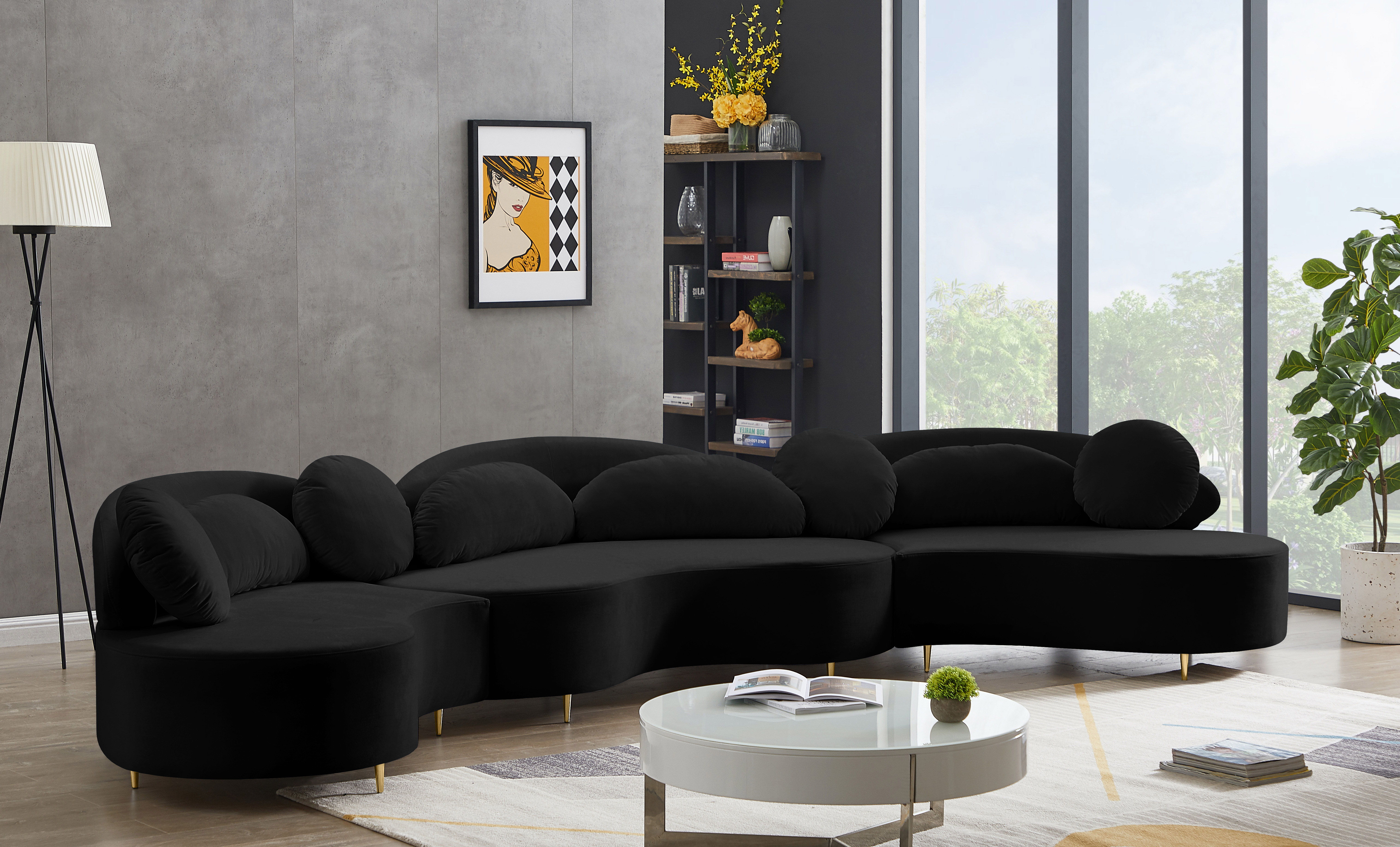 Vivacious - 3 Piece Sectional - Black