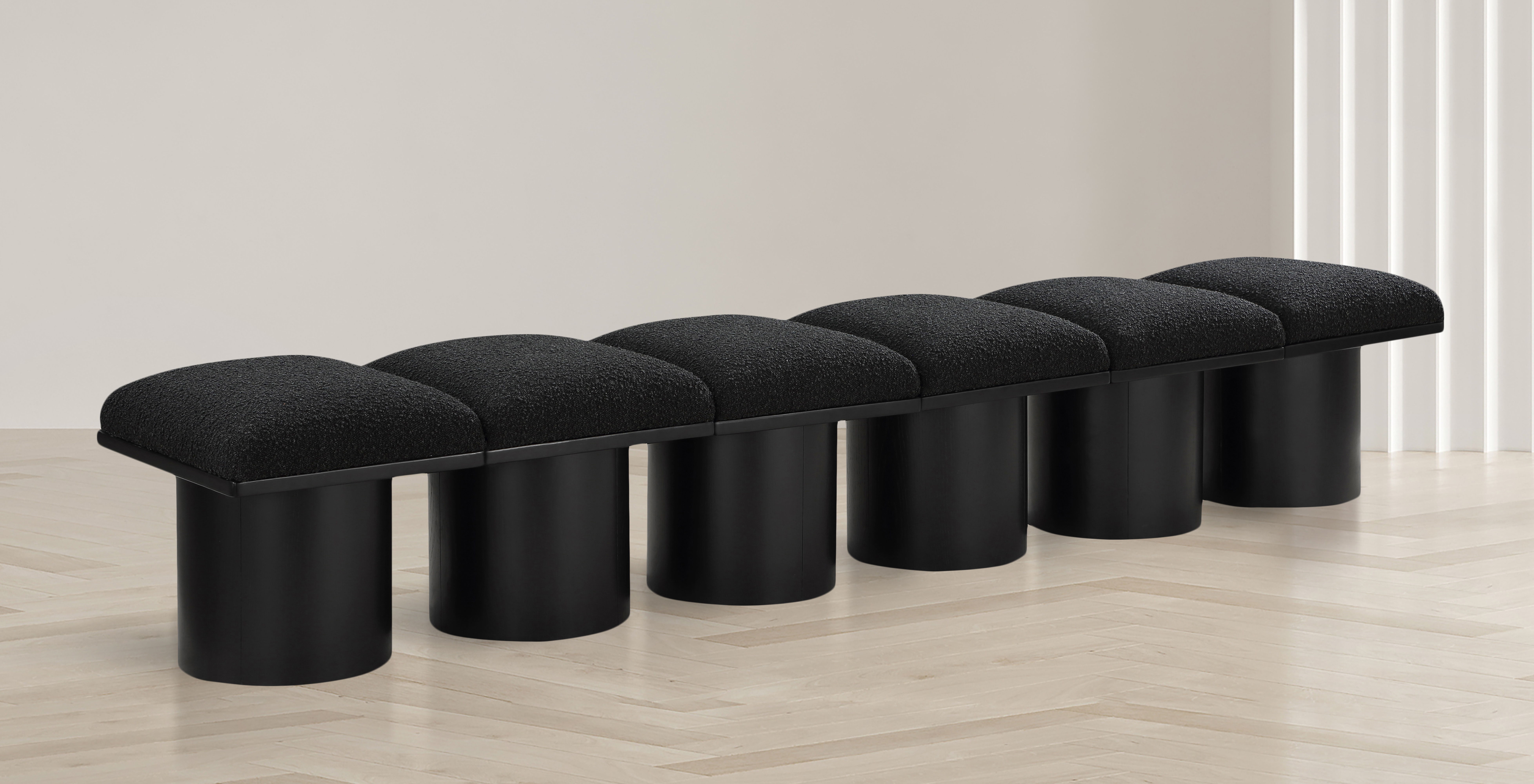 Pavilion - 93" 6 Piece Modular Bench With Black Base - Black