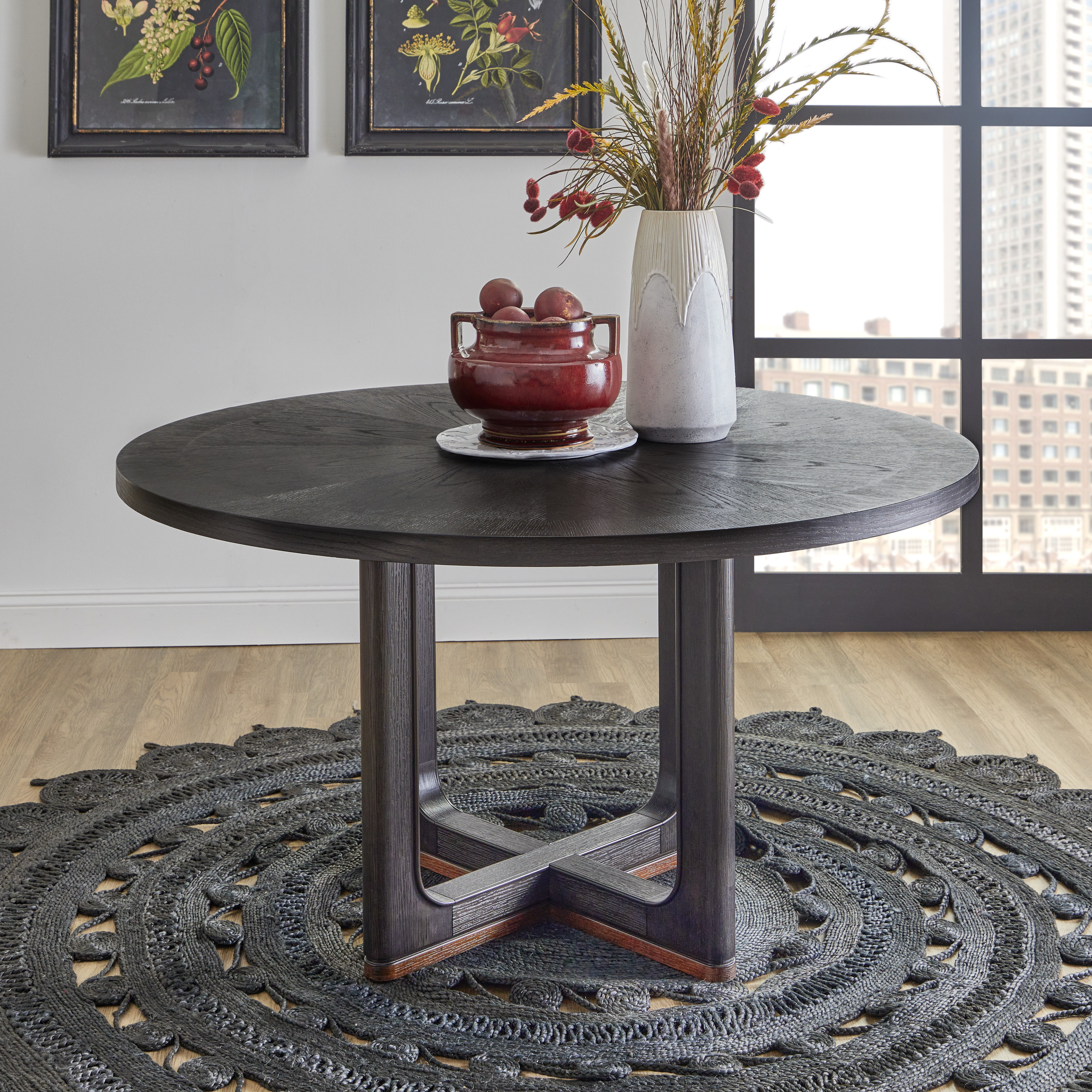 Waterfall - Round Dining Table - Deep Ebony, black, view 5