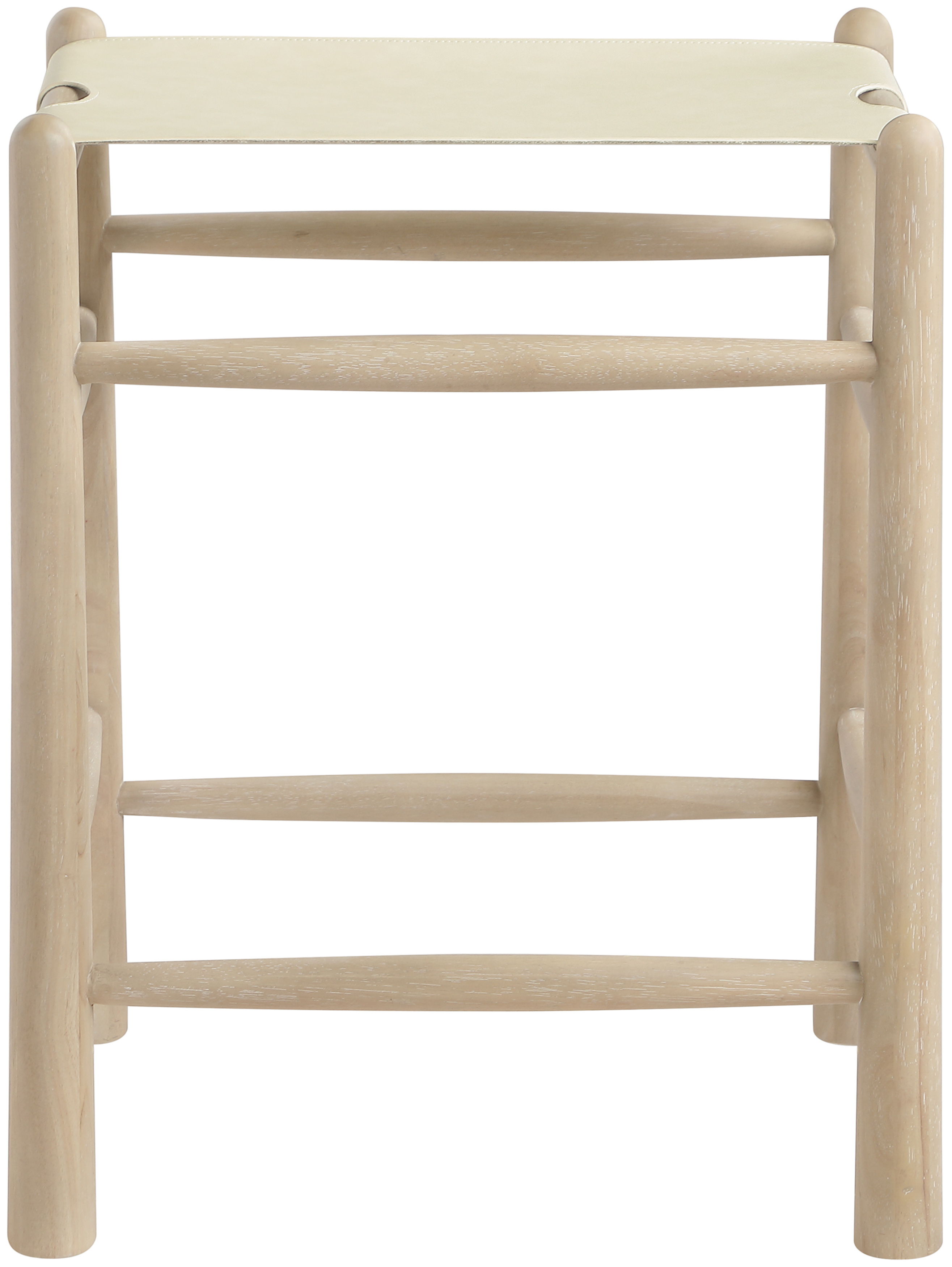 Santos - Vegan Leather Upholstered Backless Counter Stool - Cream / Stained Natural