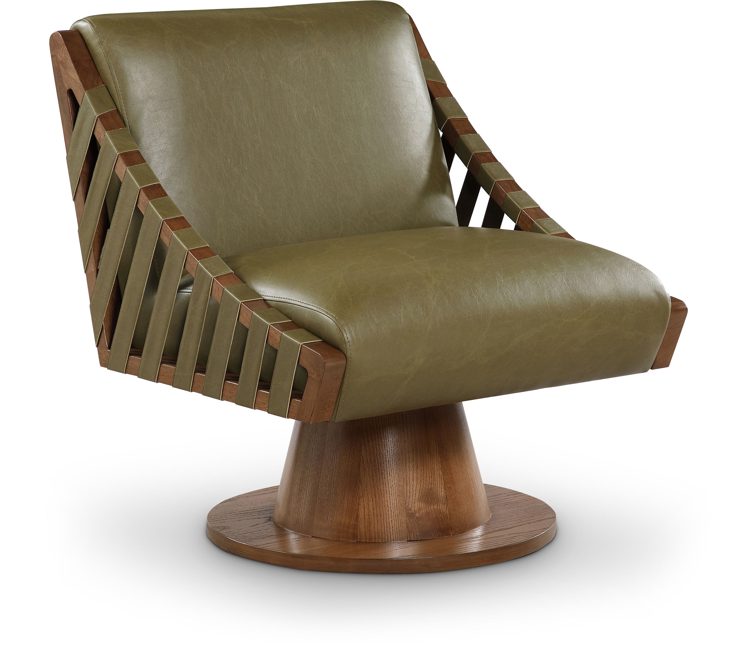 Millwin - Swivel Accent Chair With Brown Base - Olive