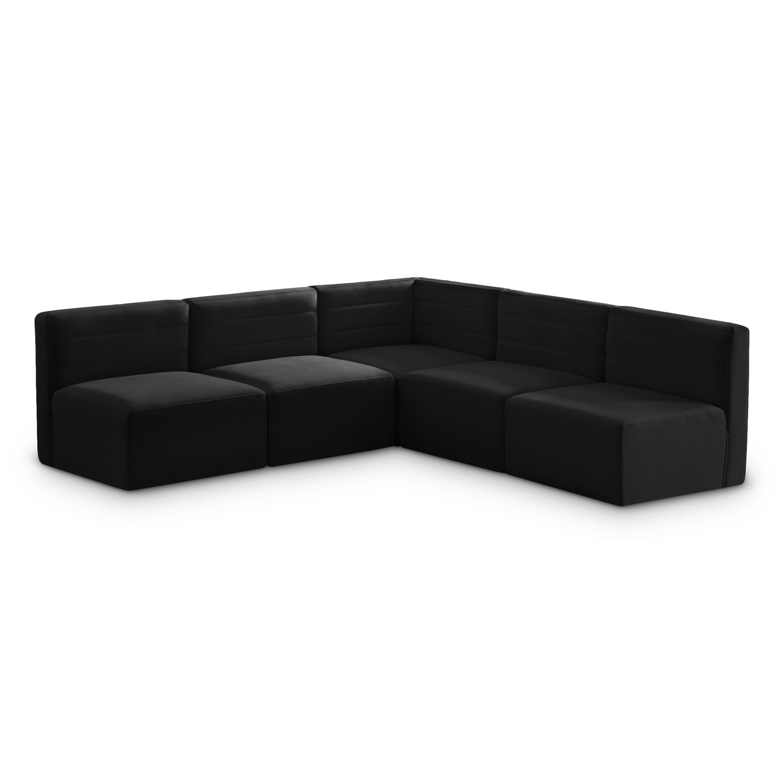 Quincy - 5 Piece Modular Corner Armless Sectional - Black