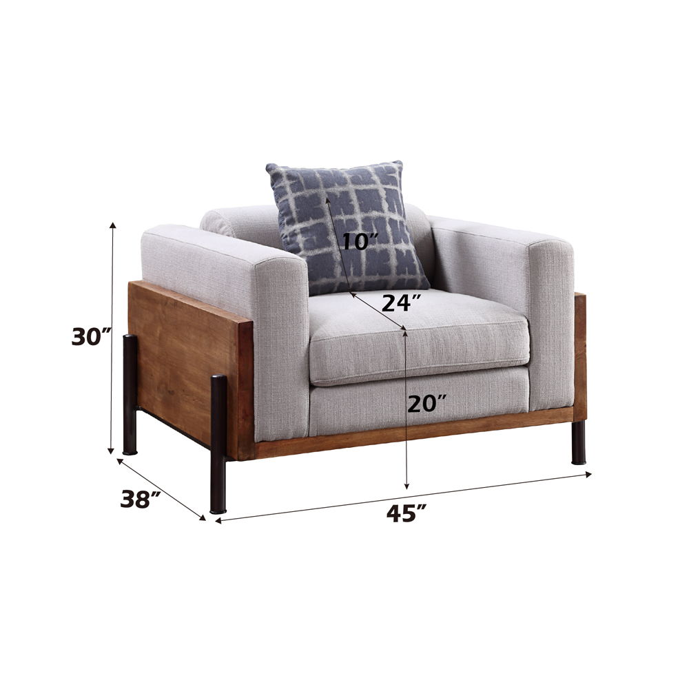 Pelton - Chair With Pillow - Fabric & Walnut, dark brown, view 4