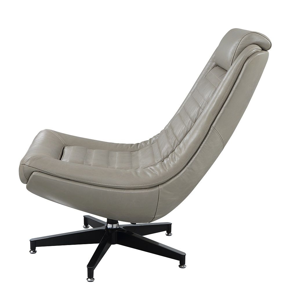 Piran - Accent Chair With Swivel - Twilight Top Grain Leather, gray, view 3