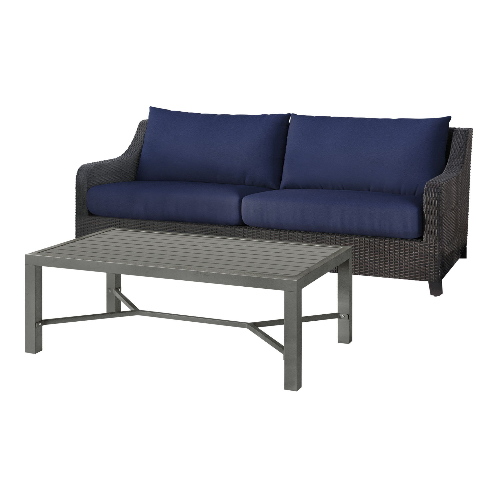 Skye - 2 Piece Outdoor Set (Sofa & Slat Top Coffee Table) - Blue