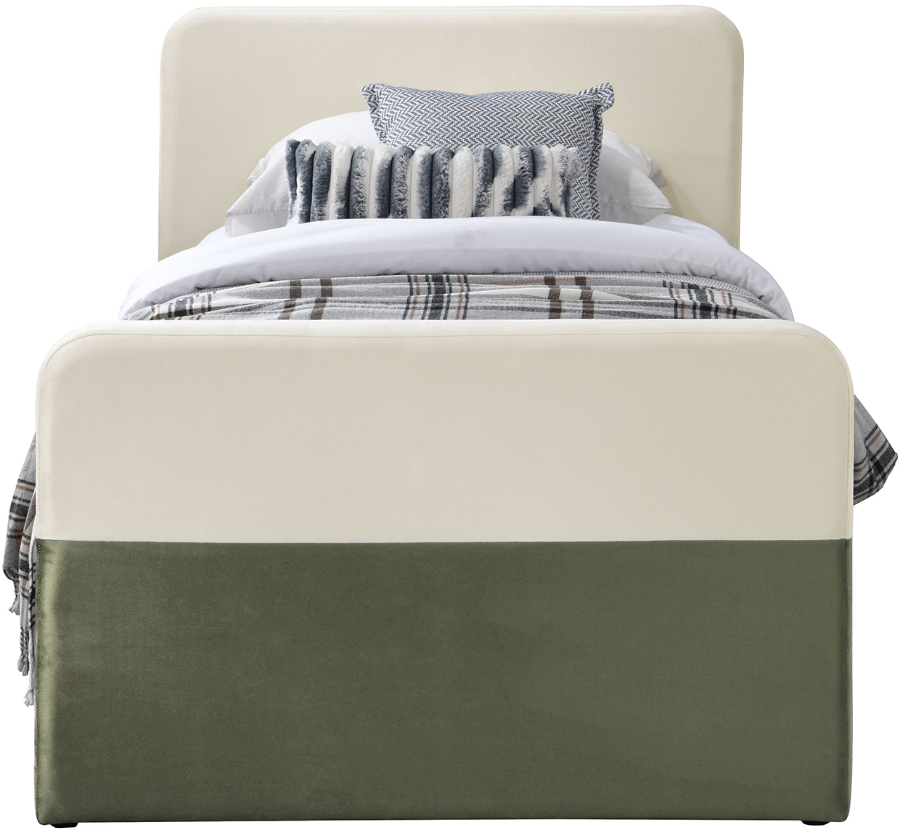 Ivy - Twin Trundle / Storage Bed - Olive / Cream