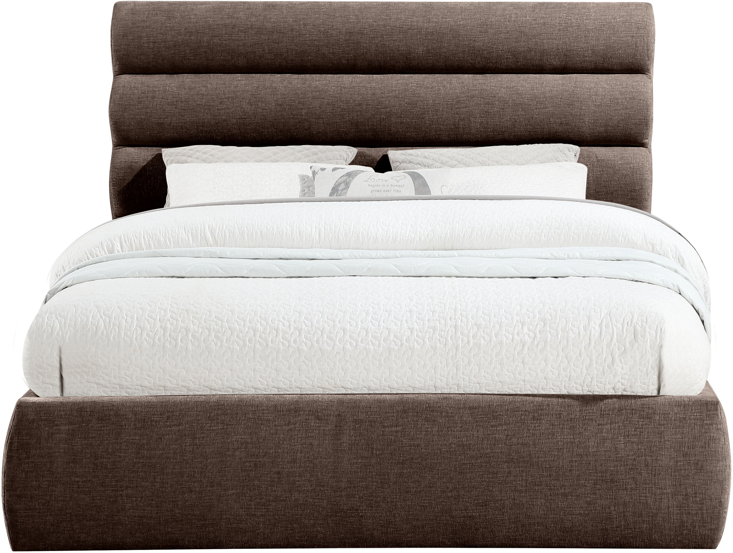 Adam - Chenille Fabric Queen Bed With 52" Headboard - Brown