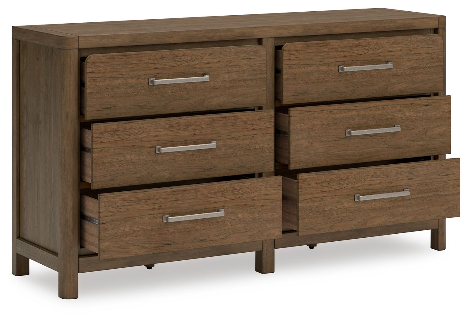 Cabalynn - 7 Pc. - Dresser, Mirror, Chest, California King Upholstered Bed, 2 Nightstands - Light Brown