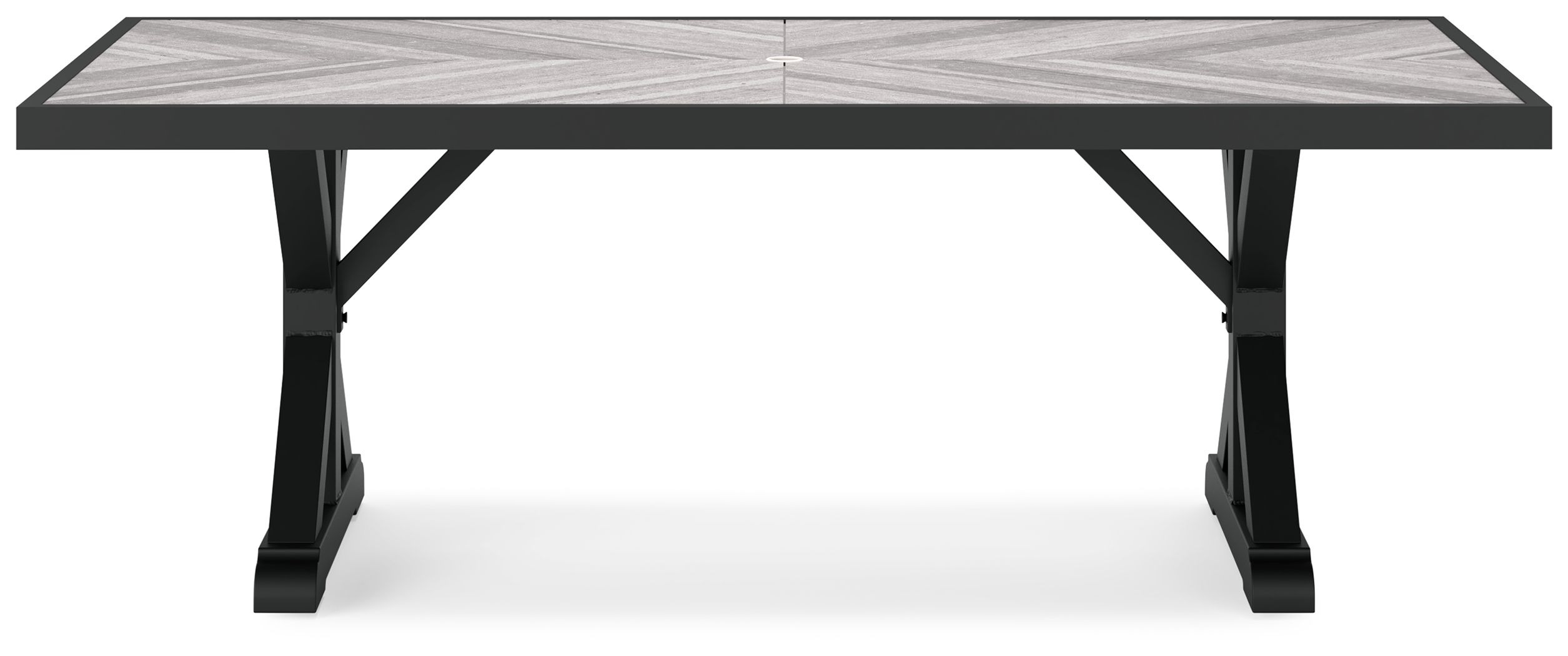 Ashley Furniture Beachcroft - Rectangular Dining Table With Umbrella Option - Black / Light Gray - Image 5