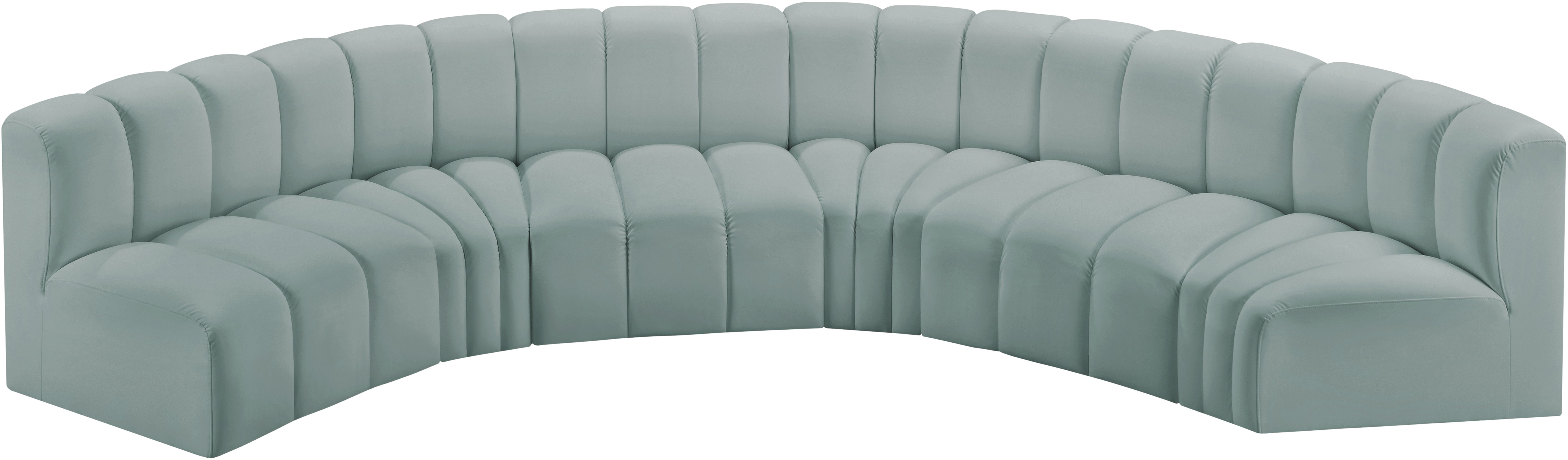 Arc - Faux Leather 6 Piece U-Shaped Modular Sofa - Mint Green