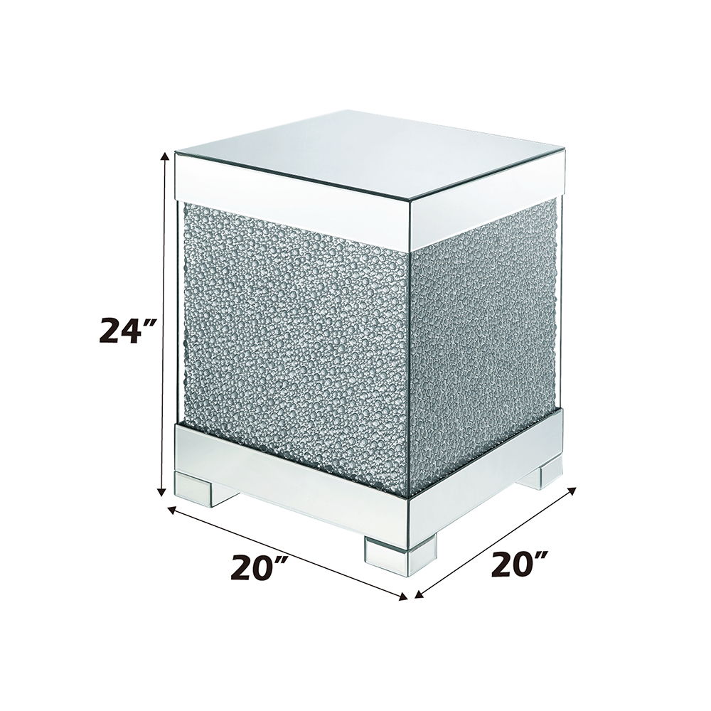 Mallika - End Table - Mirrored & Faux Round Crystals, silver, view 4