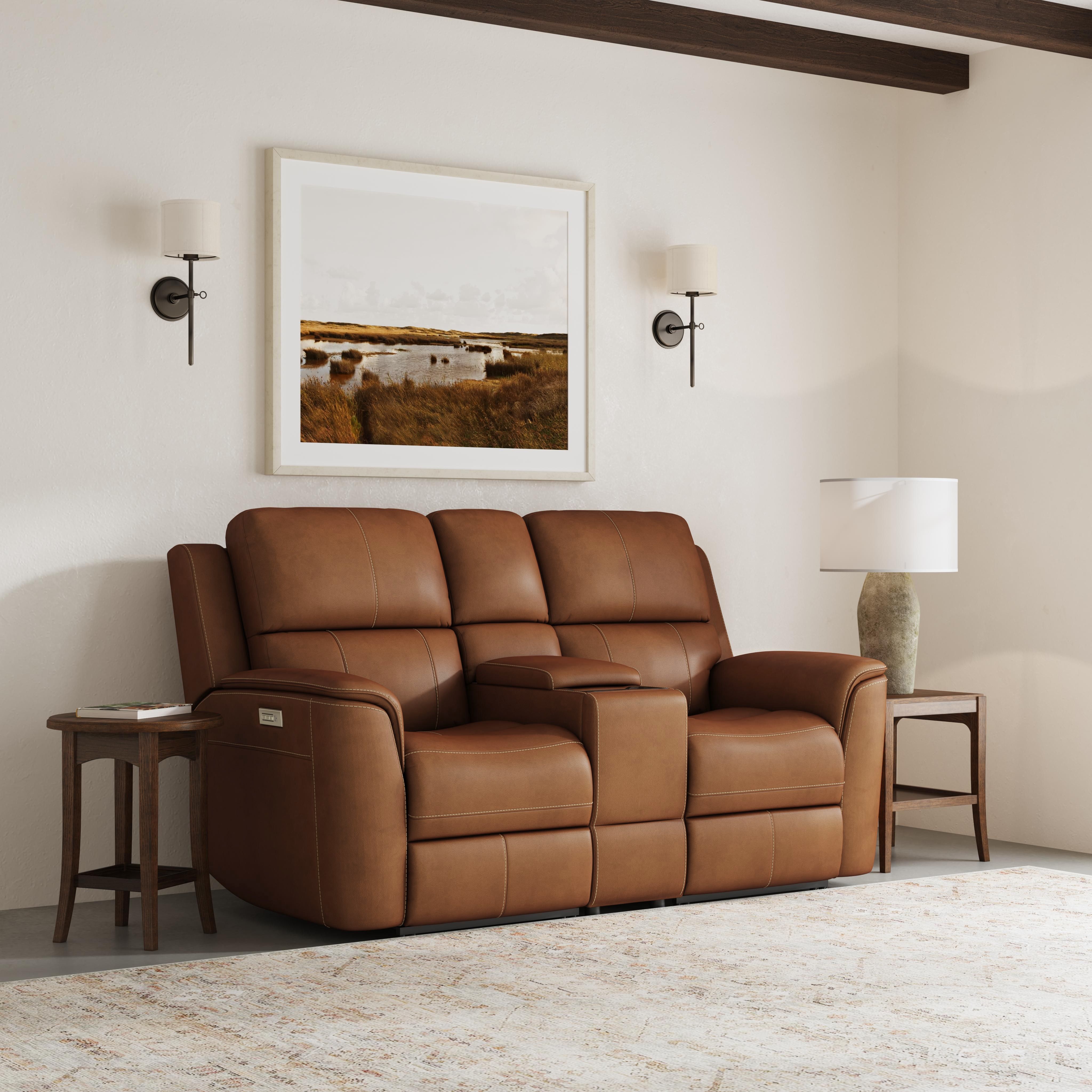 Henry - Power Reclining Loveseat With Console & Power Headrests & Lumbar - Caramel Image