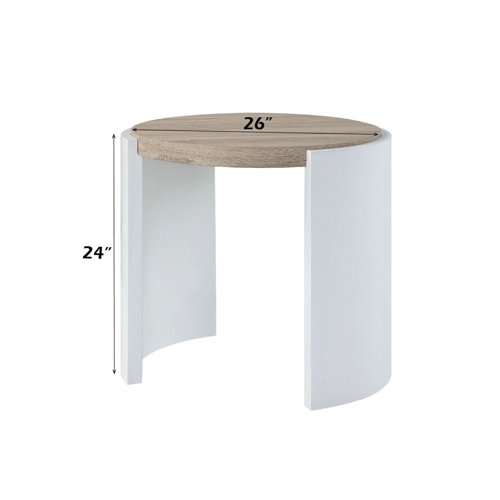 Zoma - End Table - Oak & White High Gloss, white, view 5