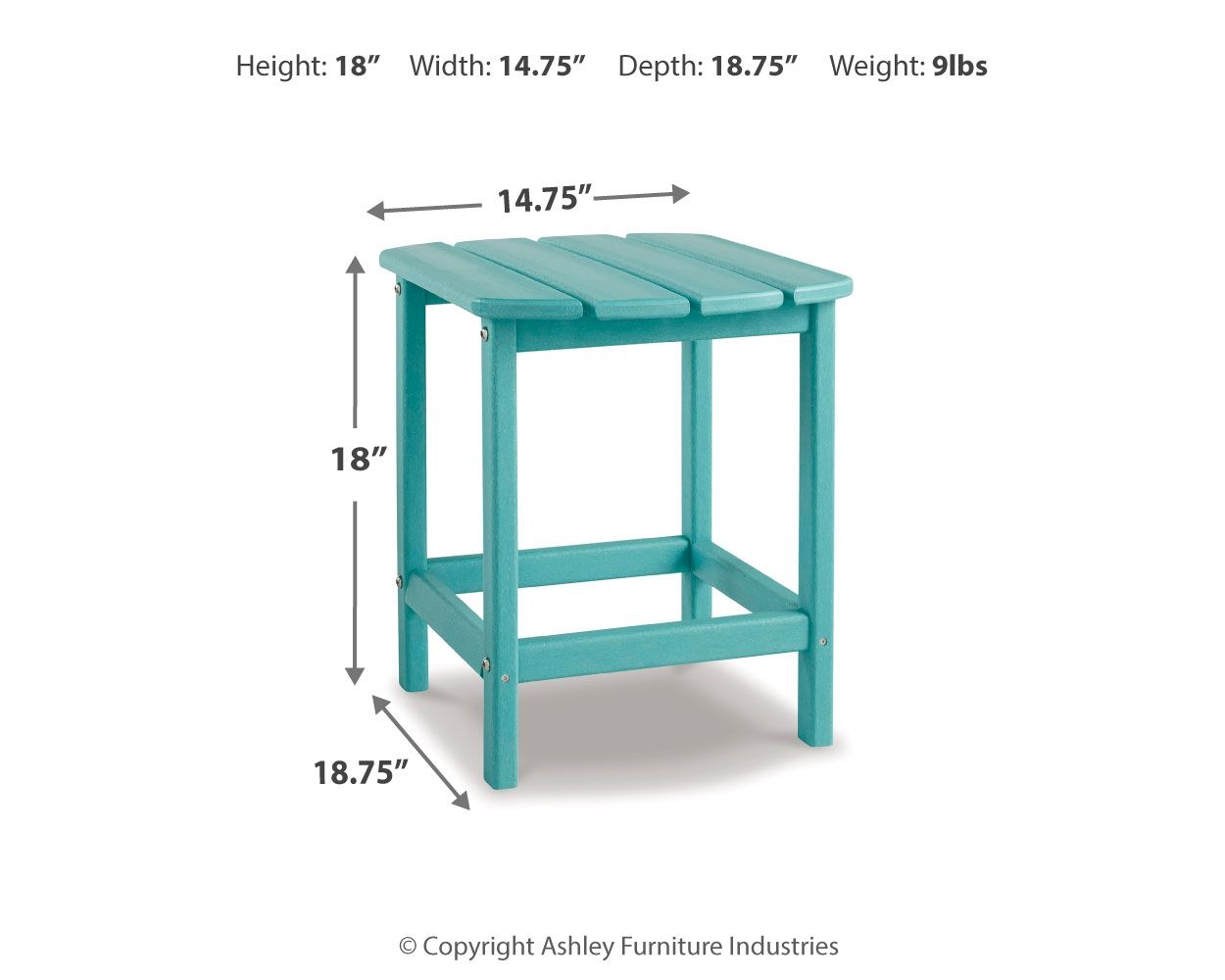 Ashley Furniture Sundown Treasure - Rectangular End Table - Turquoise - Image 4