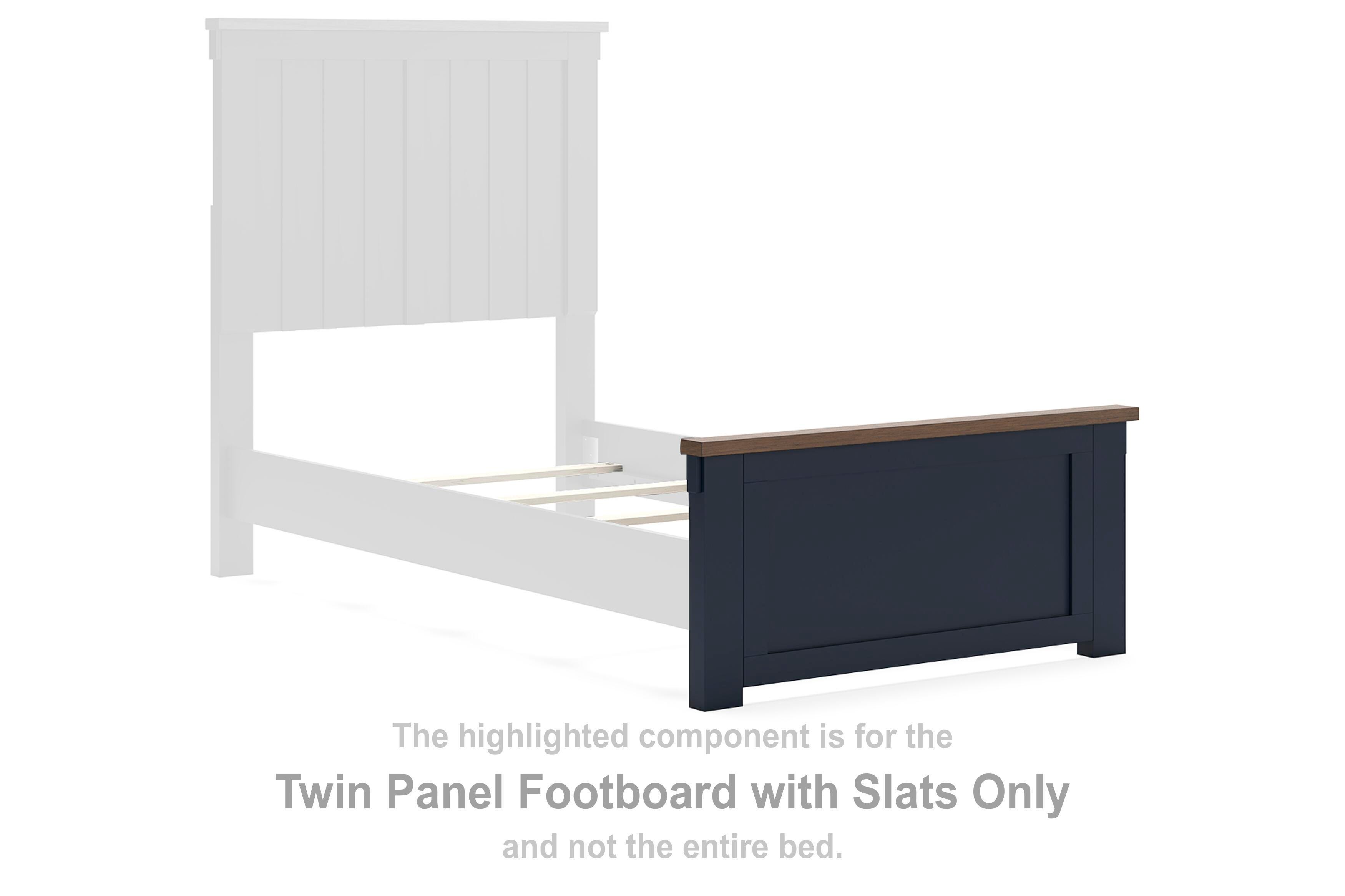 Landocken – Twin Panel Footboard With Slats – Brown / Blue
