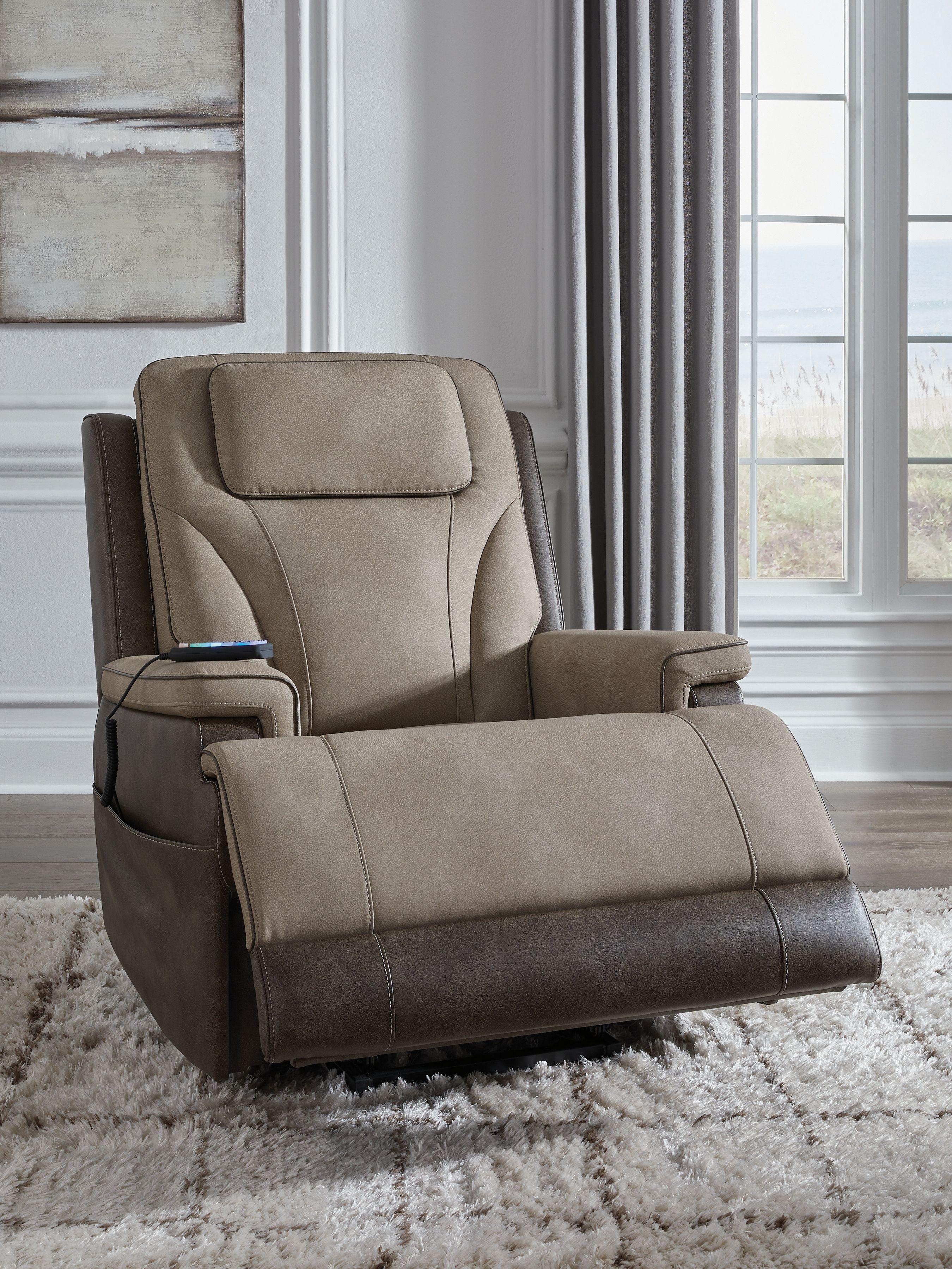 Ashley Furniture 4Z-Peaceful Pause - Power Lift Recliner - Sand - Image 9