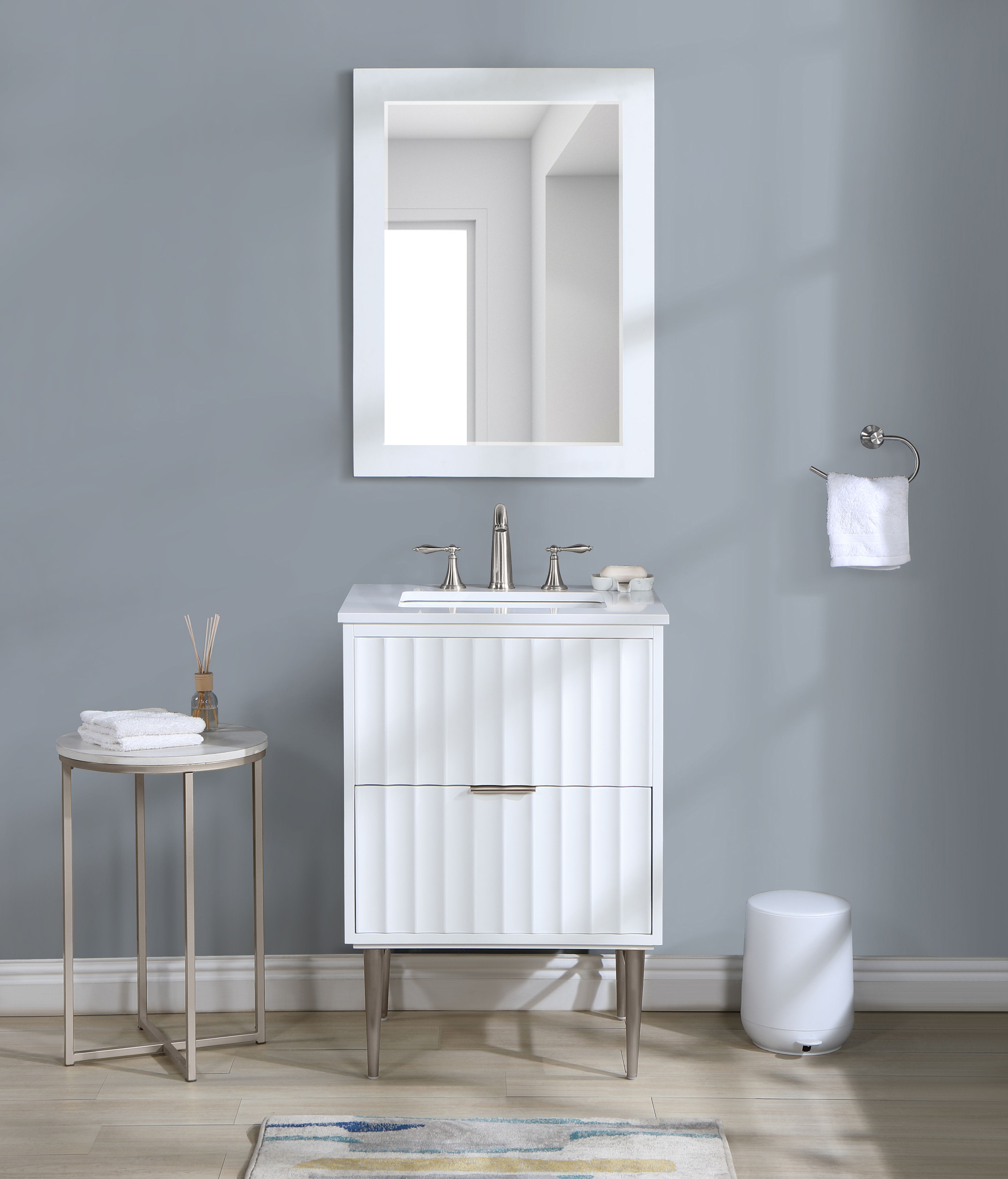 Modernist - 24" Bathroom Vanity With Chrome Legs - White