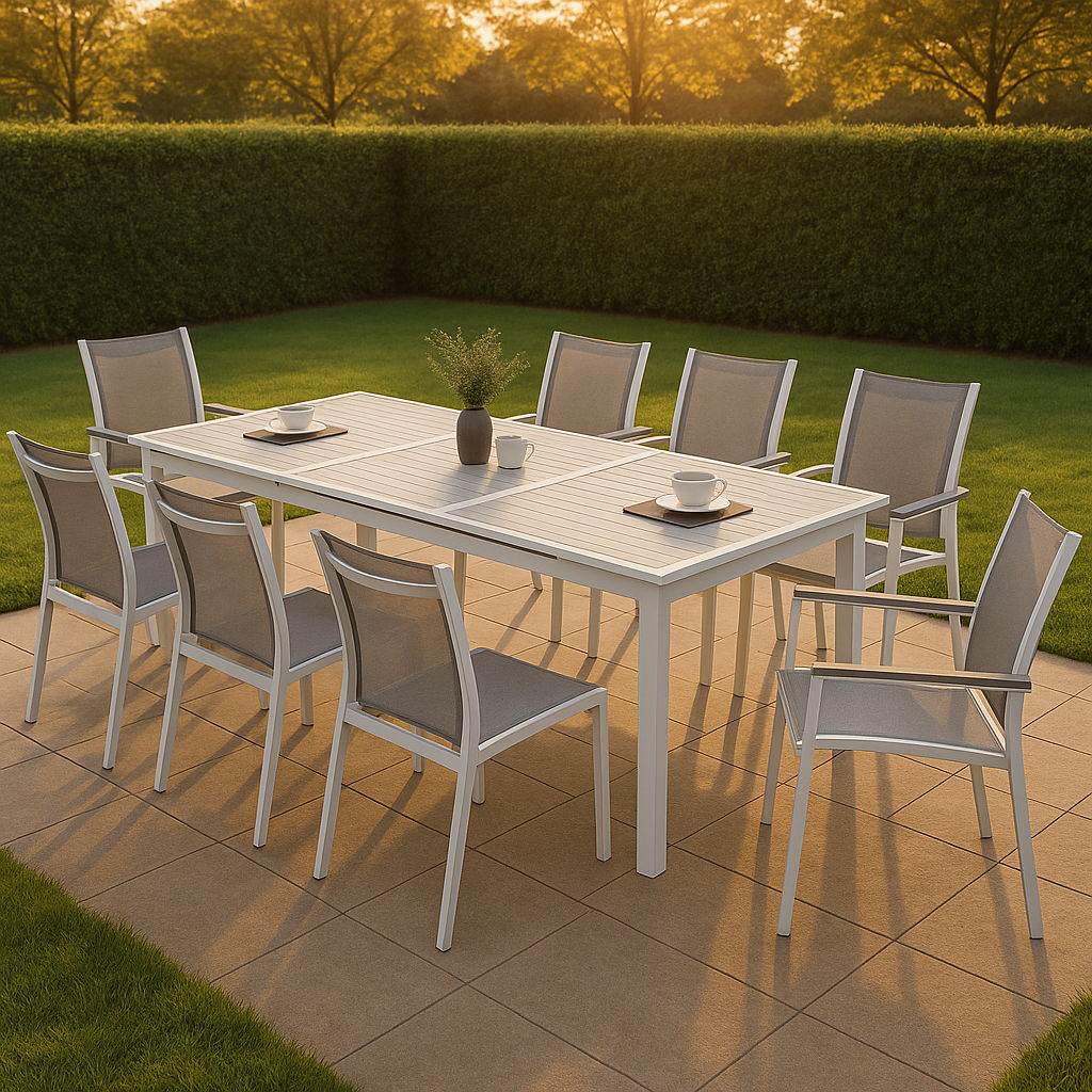Nizuc - Outdoor Patio Extendable Dining Table - Light Gray