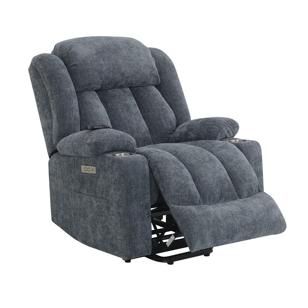 Omarion - Power Recliner With Lift & Heating & Massage - Blue Chenille, blue, view 6