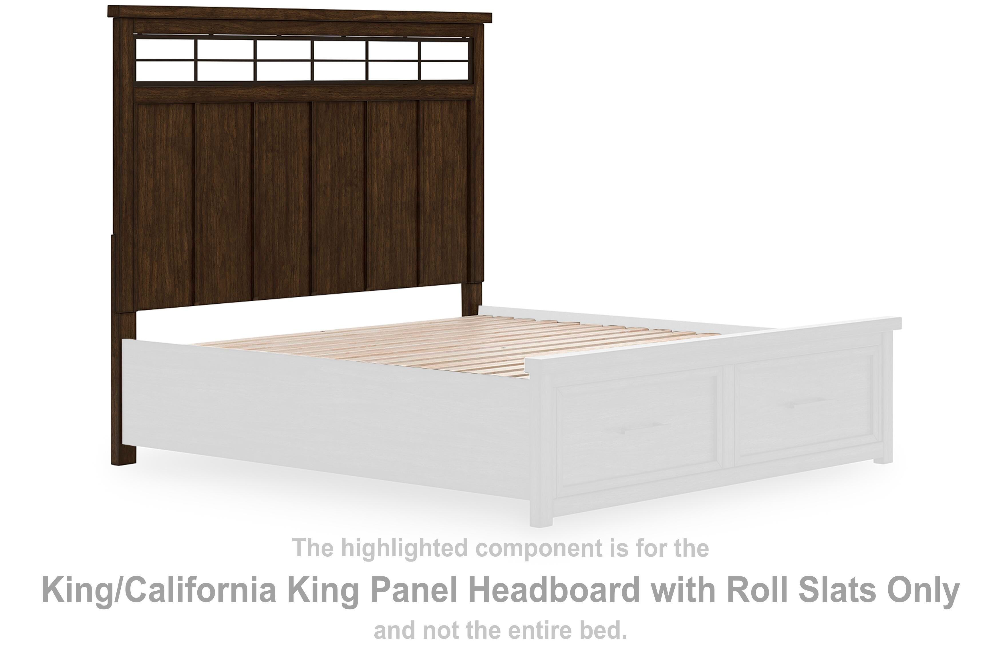 Taffenbrook – King/California King Panel Headboard With Roll Slats – Medium Brown