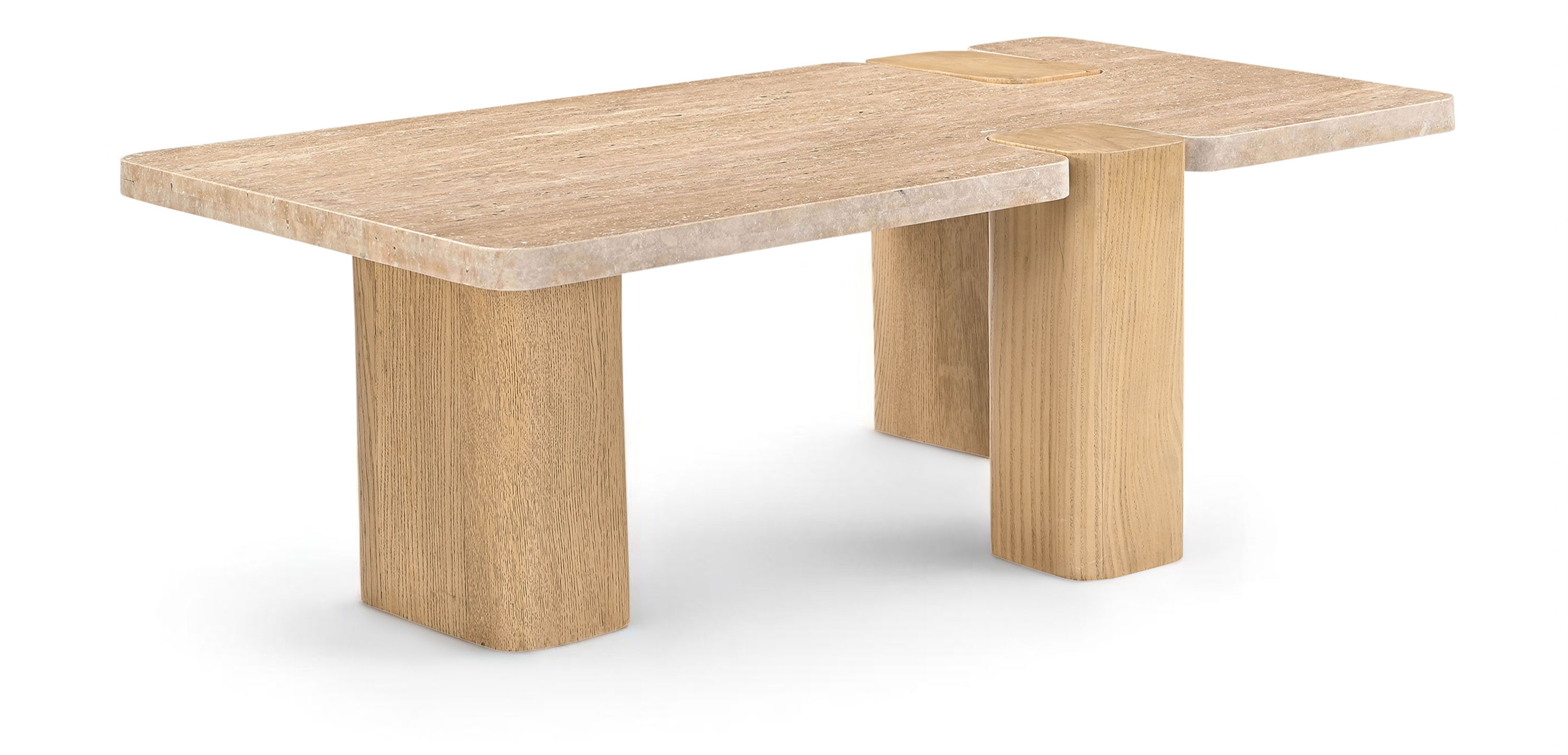 Ravenna - Genuine Travertine and Oak Wood Coffee Table - Natural