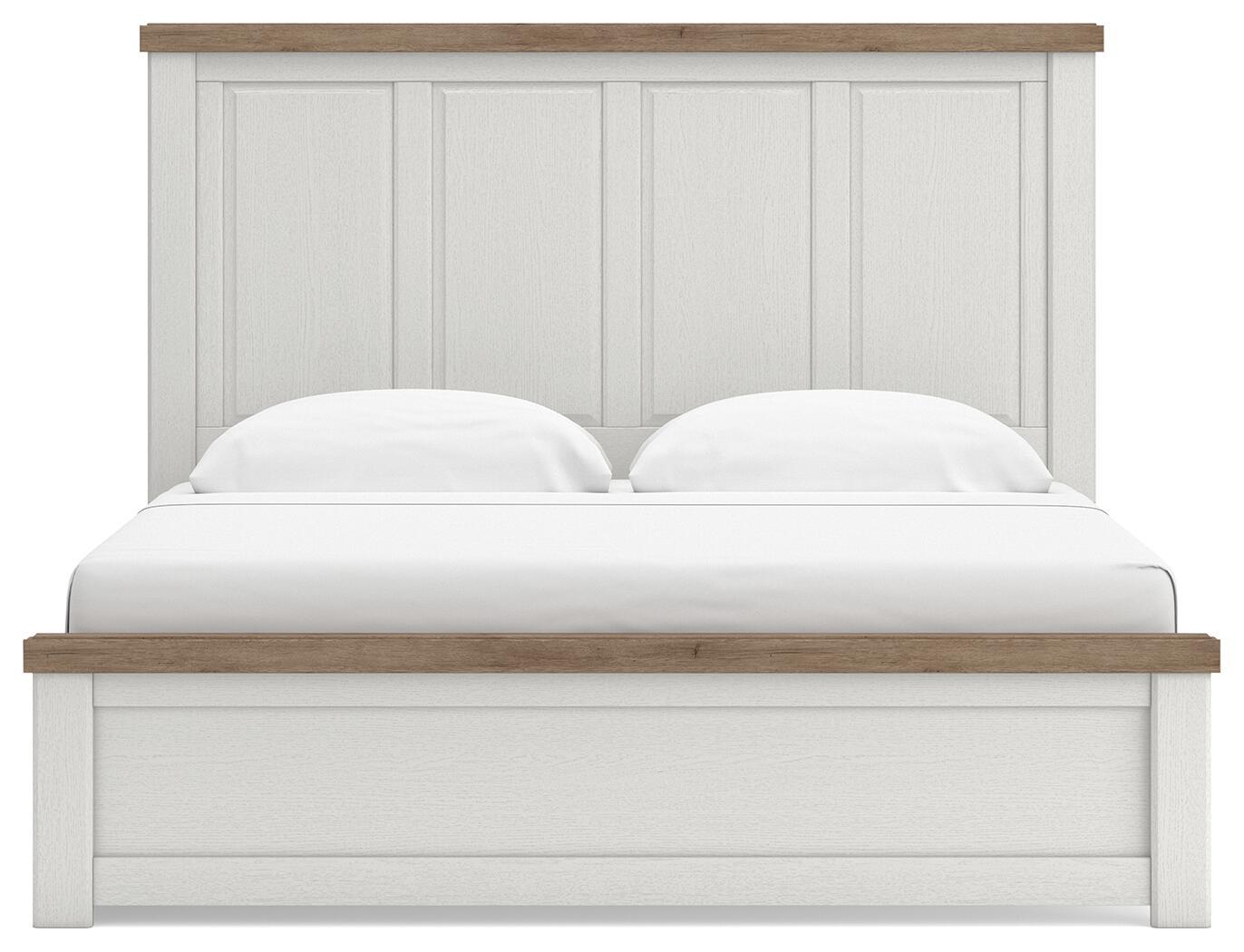 Savonport - King Panel Bed With Under Bed Storage Unit - White / Brown