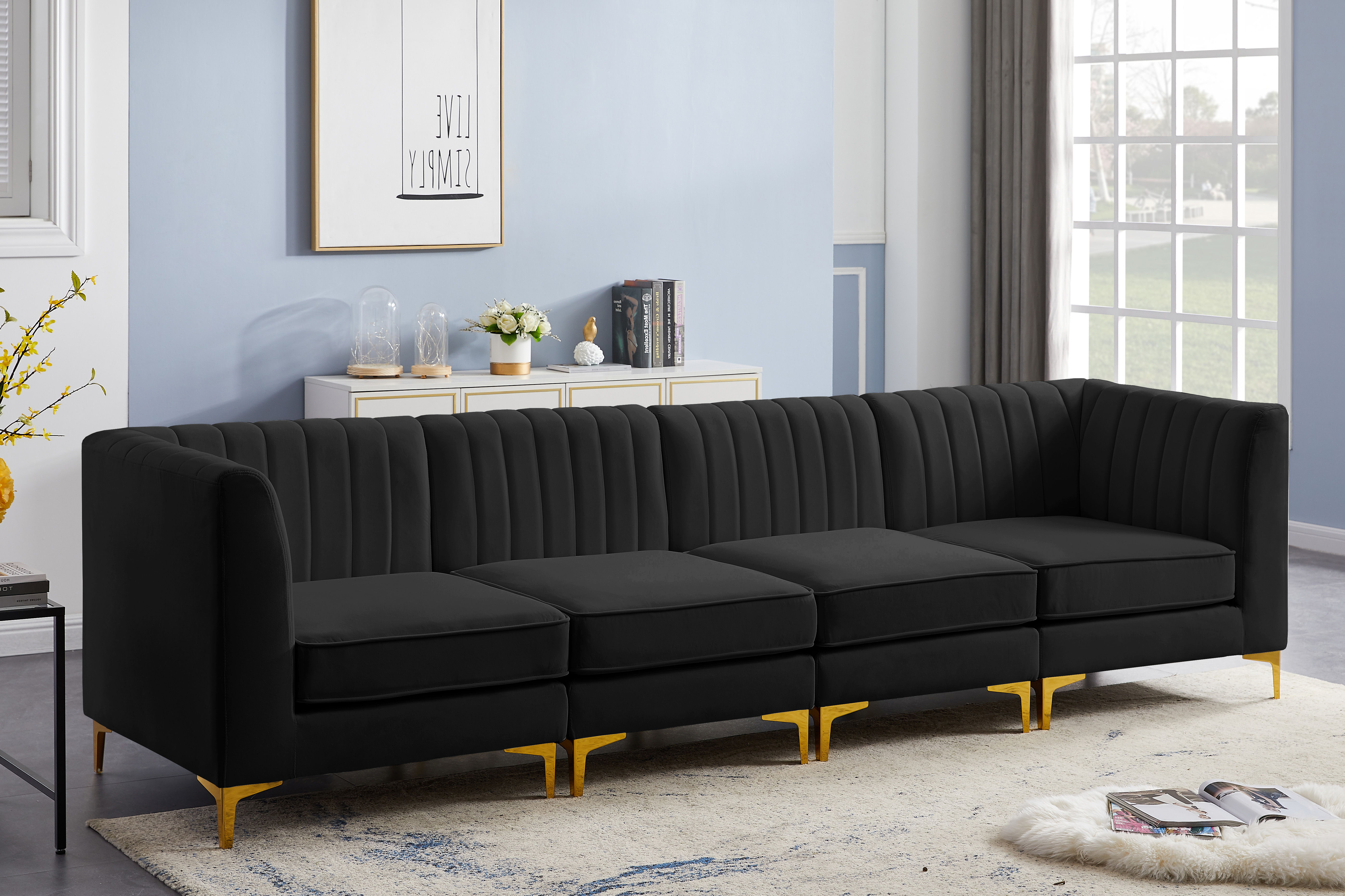 Alina - 4 Piece Modular Sectional - Black