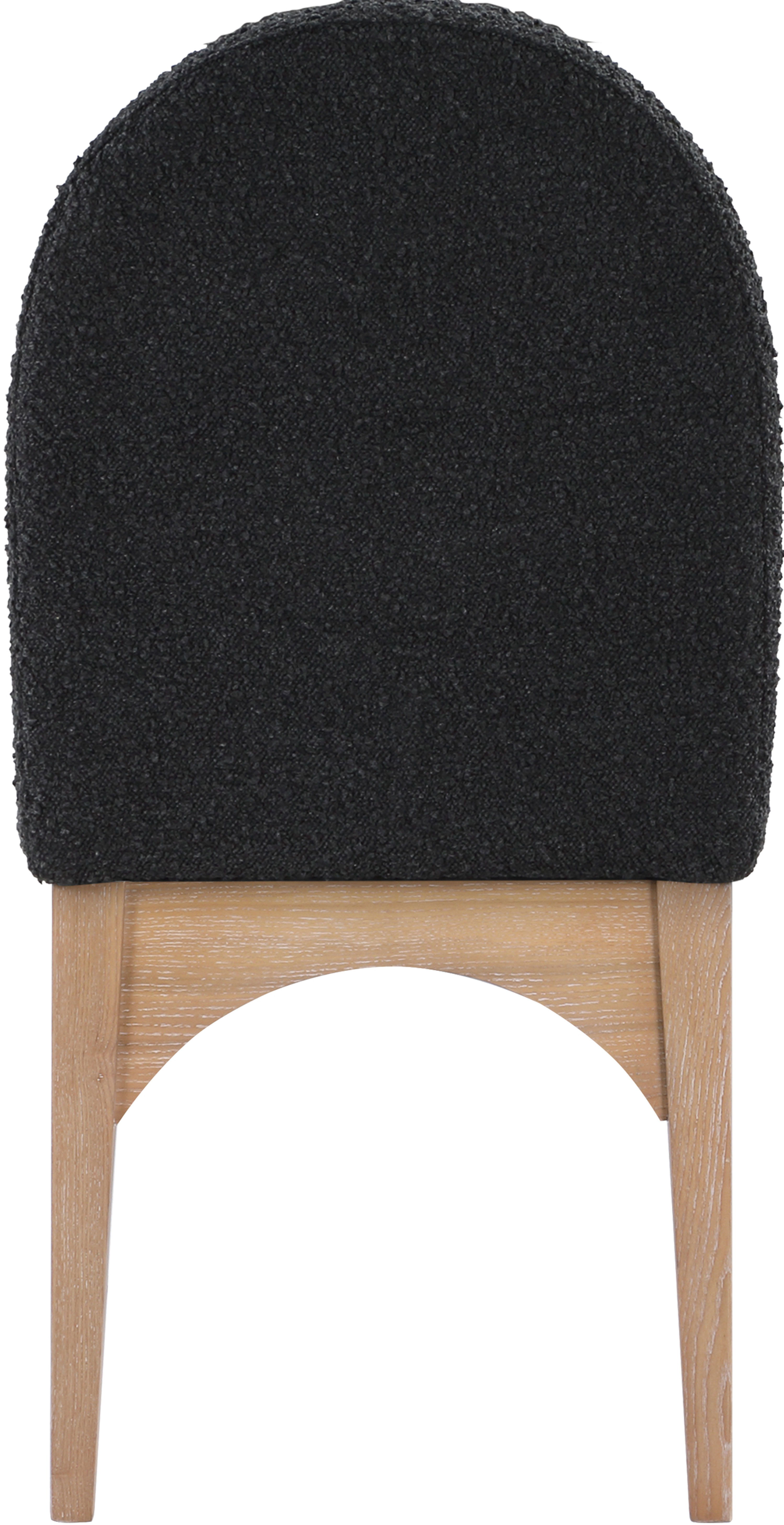 Waldorf - Boucle Dining Side Chair With Natural Legs - Black