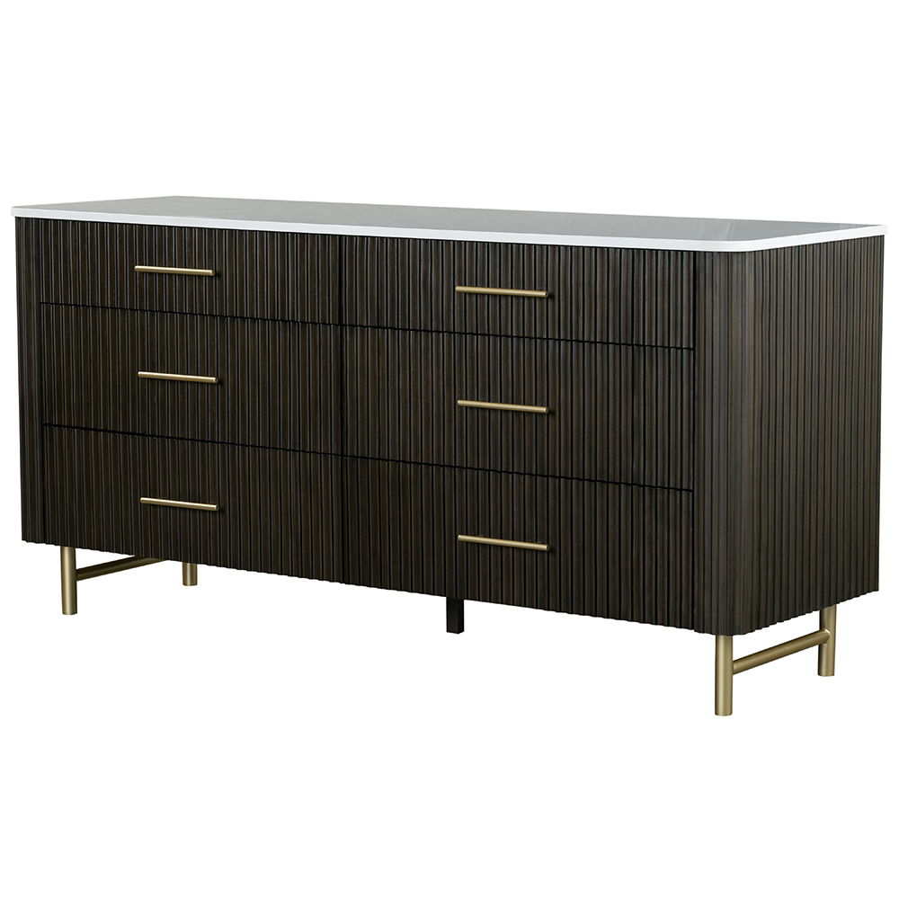 Clayten - Dresser - Marble Top & Espresso, dark brown