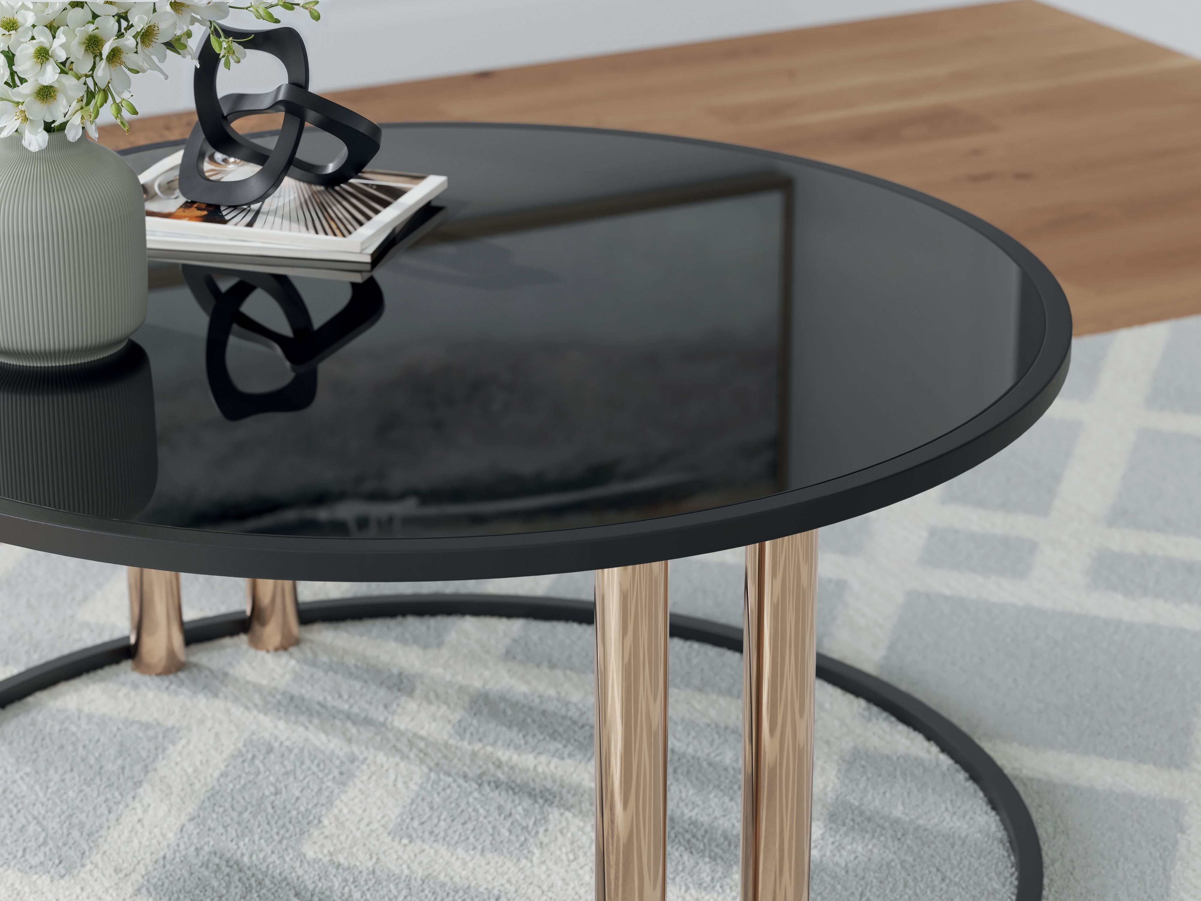 Ashley Furniture Hannerly - Occasional Table Set (Set of 3) - Black / Gold Finish - Image 4