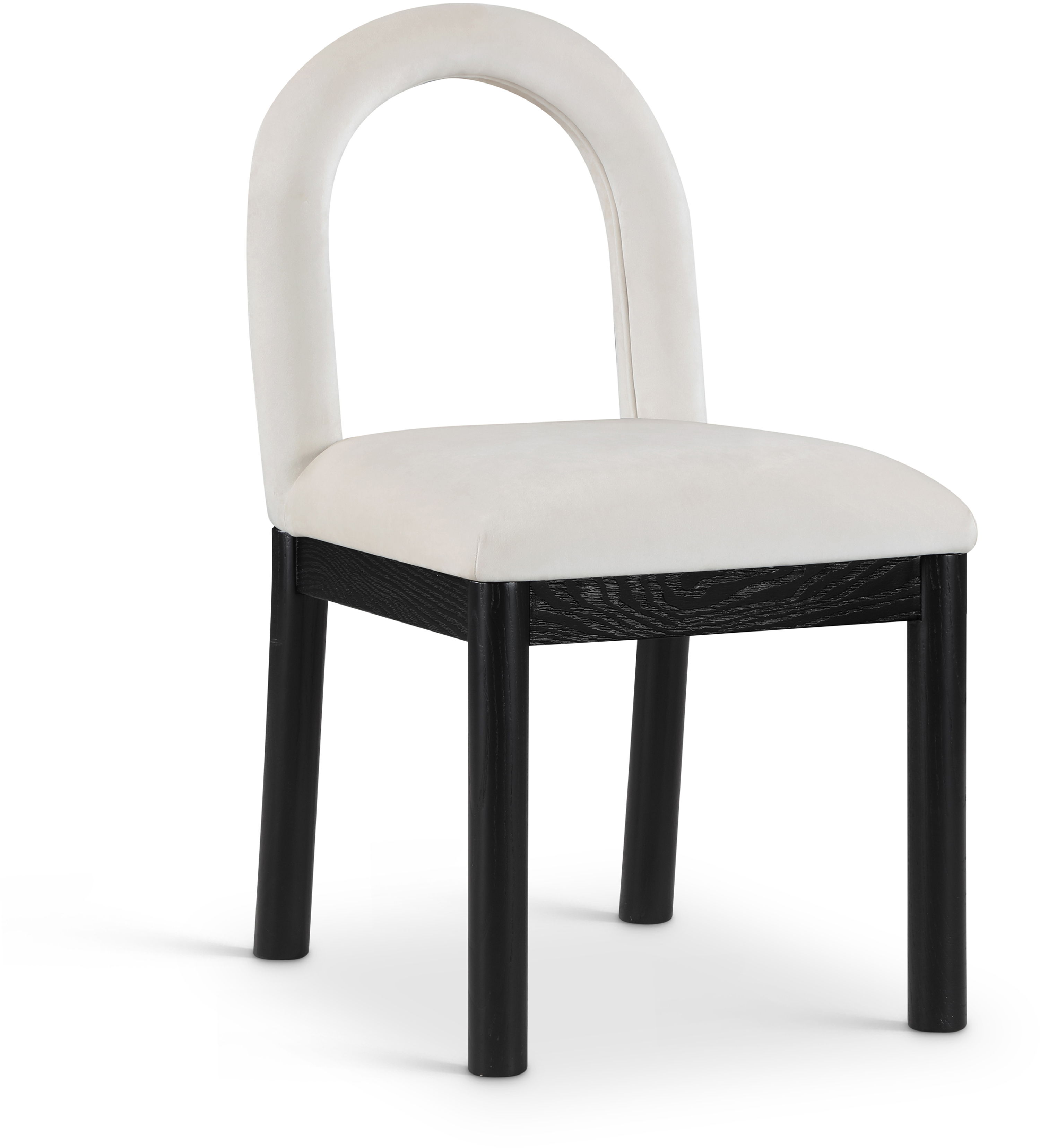 Conrad - Velvet Dining Chair With Black Legs - Cream