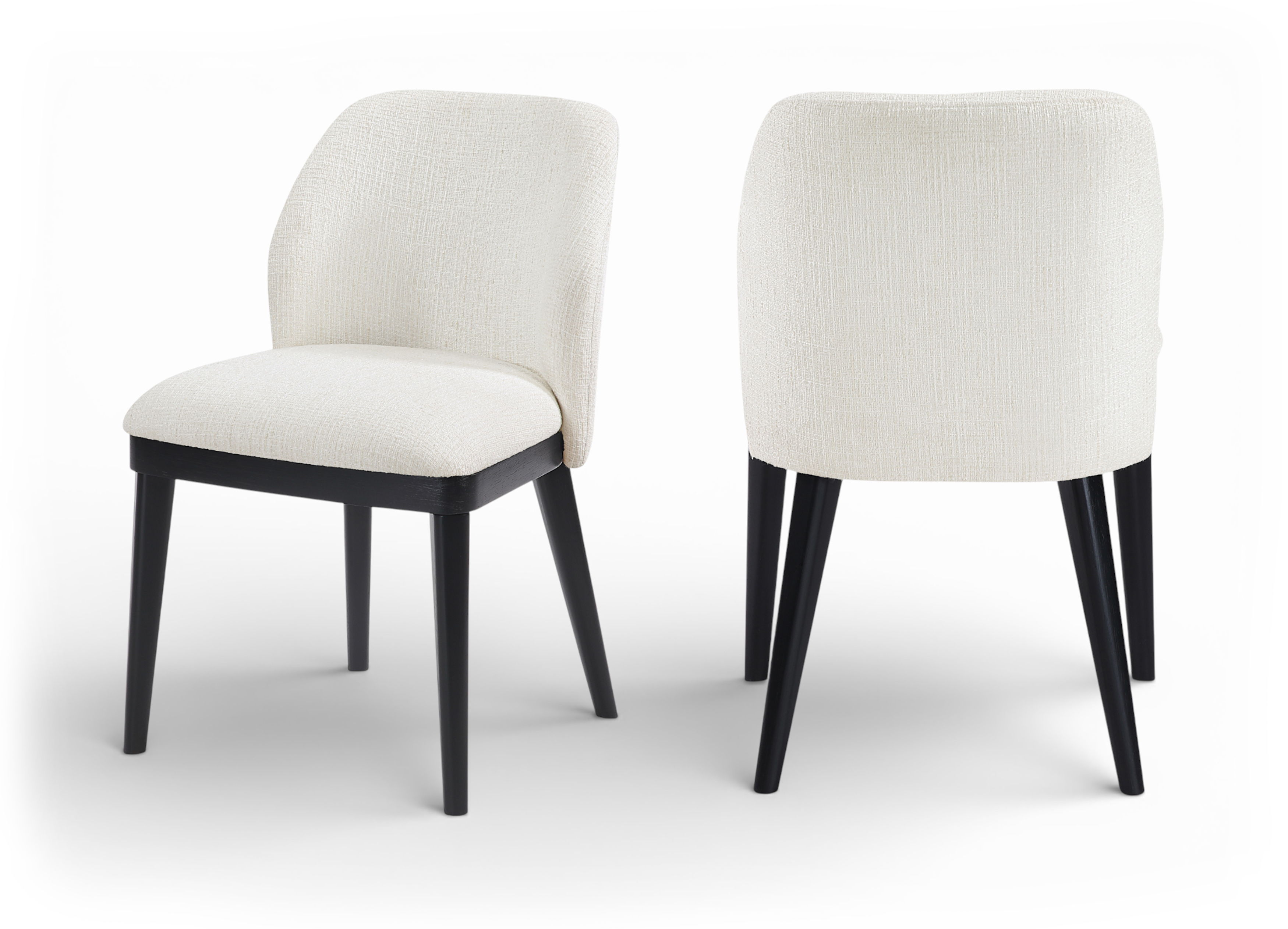 Valeo - Linen Textured Fabric Upholstered Dining Chair (Set of 2) - Cream / Painted Black