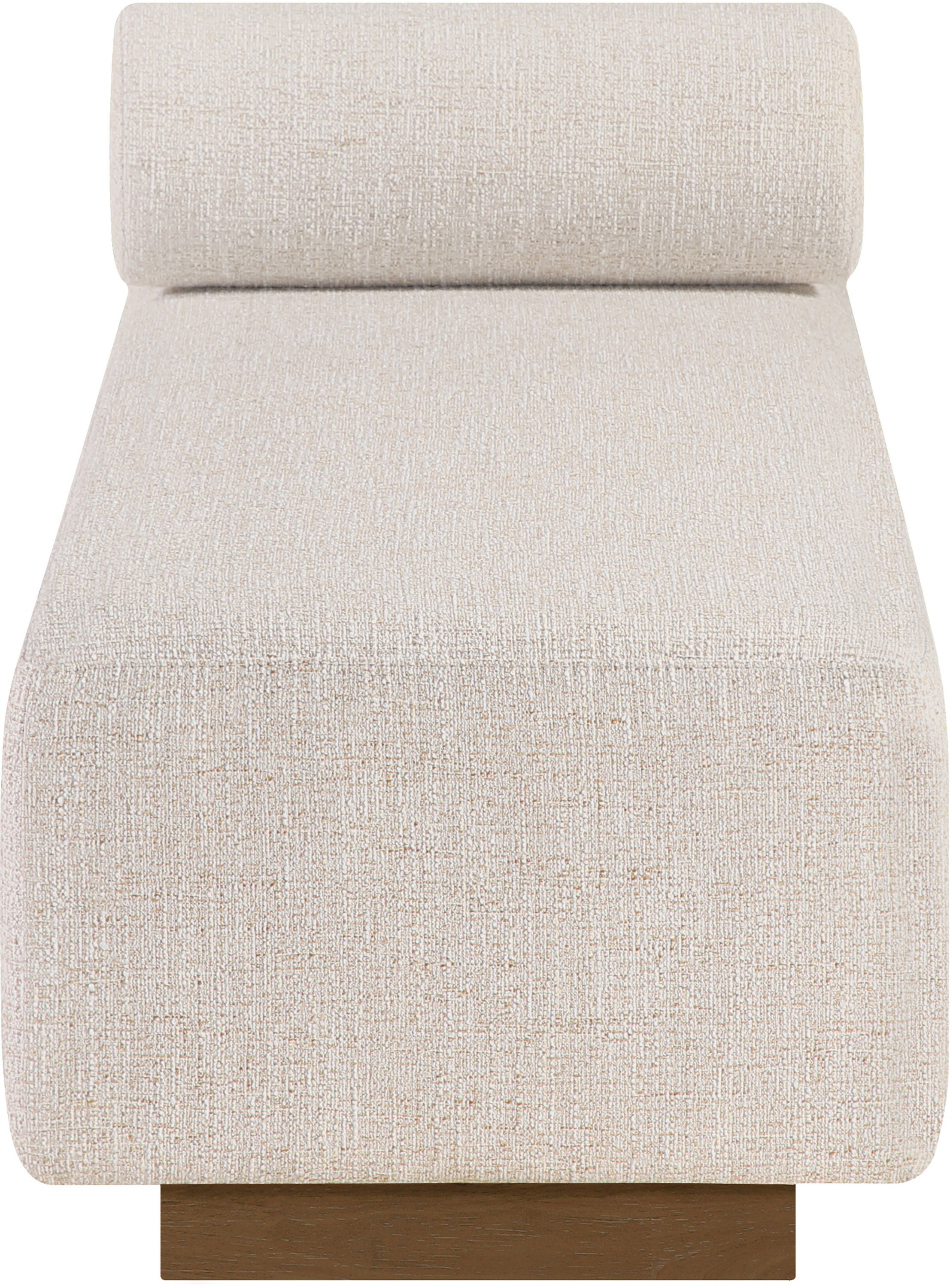 Zephyr - Linen Textured Fabric Upholstered Chaise - Beige / Painted Brown Walnut
