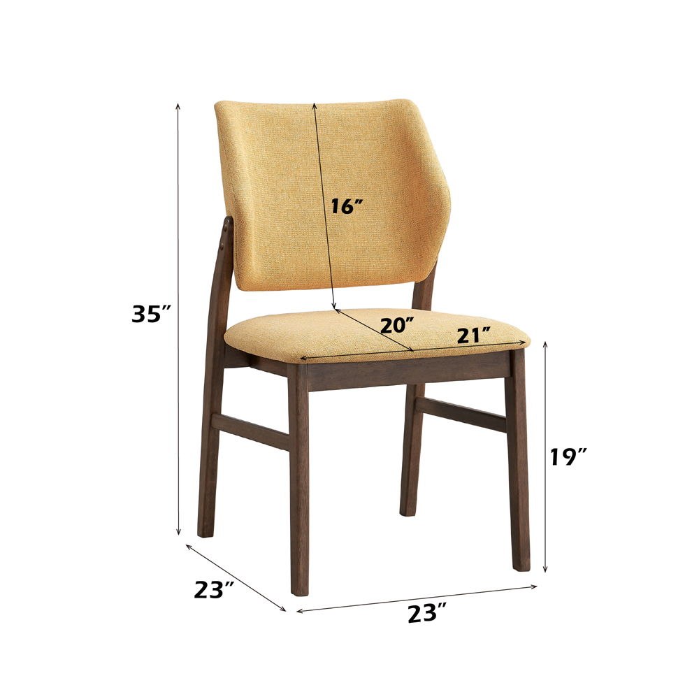 Sarha - Side Chair (Set of 2) - Yellow Fabric & Walnut, yellow, view 6