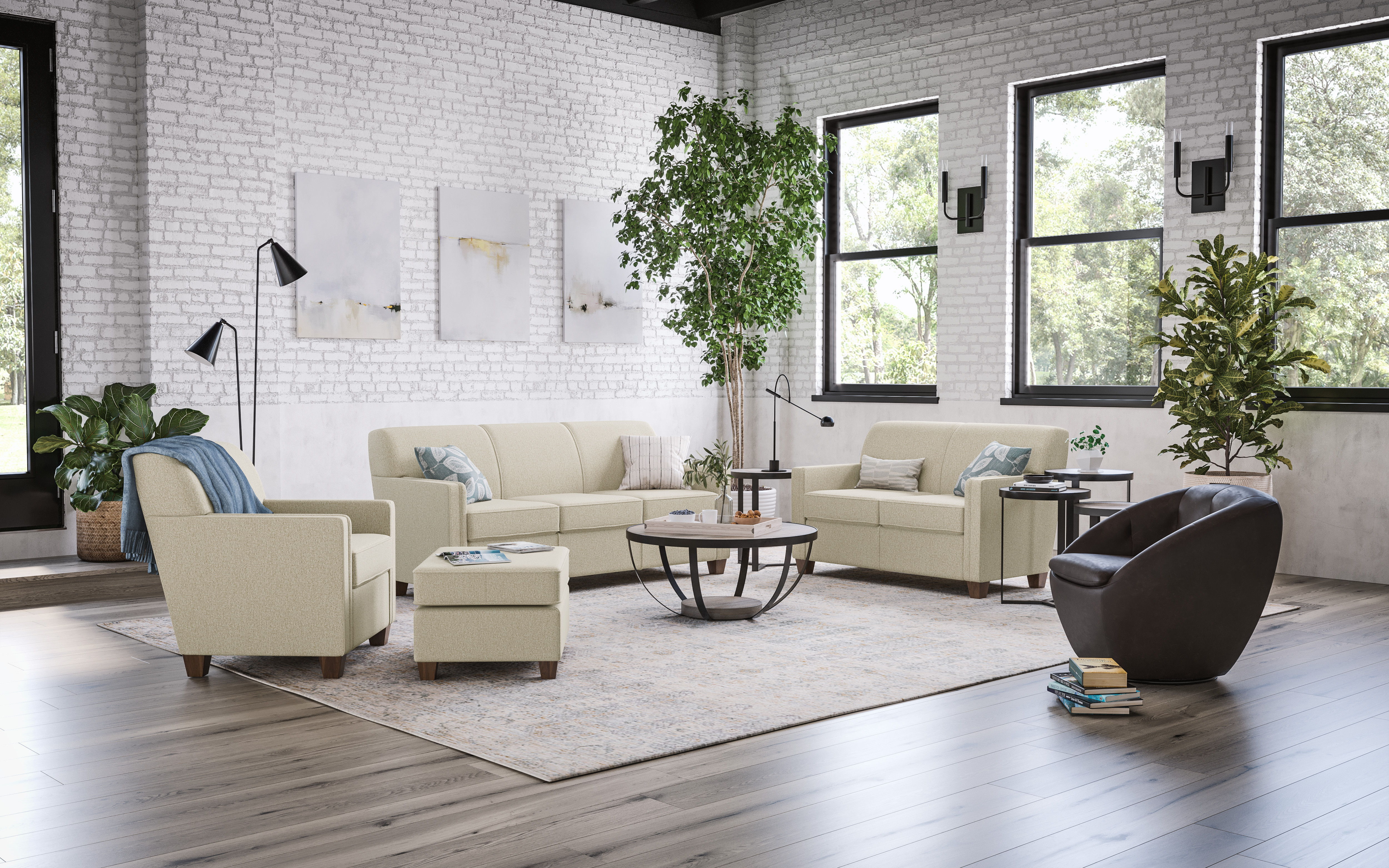 Nora - Fabric Sofa, light brown