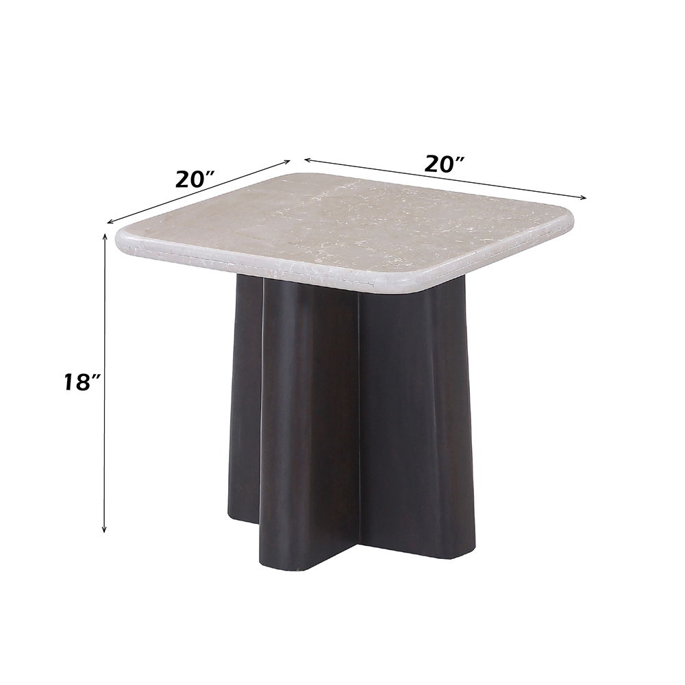 Jacory - End Table With Bottocino Marble Top - Beige / Espresso, beige, view 3