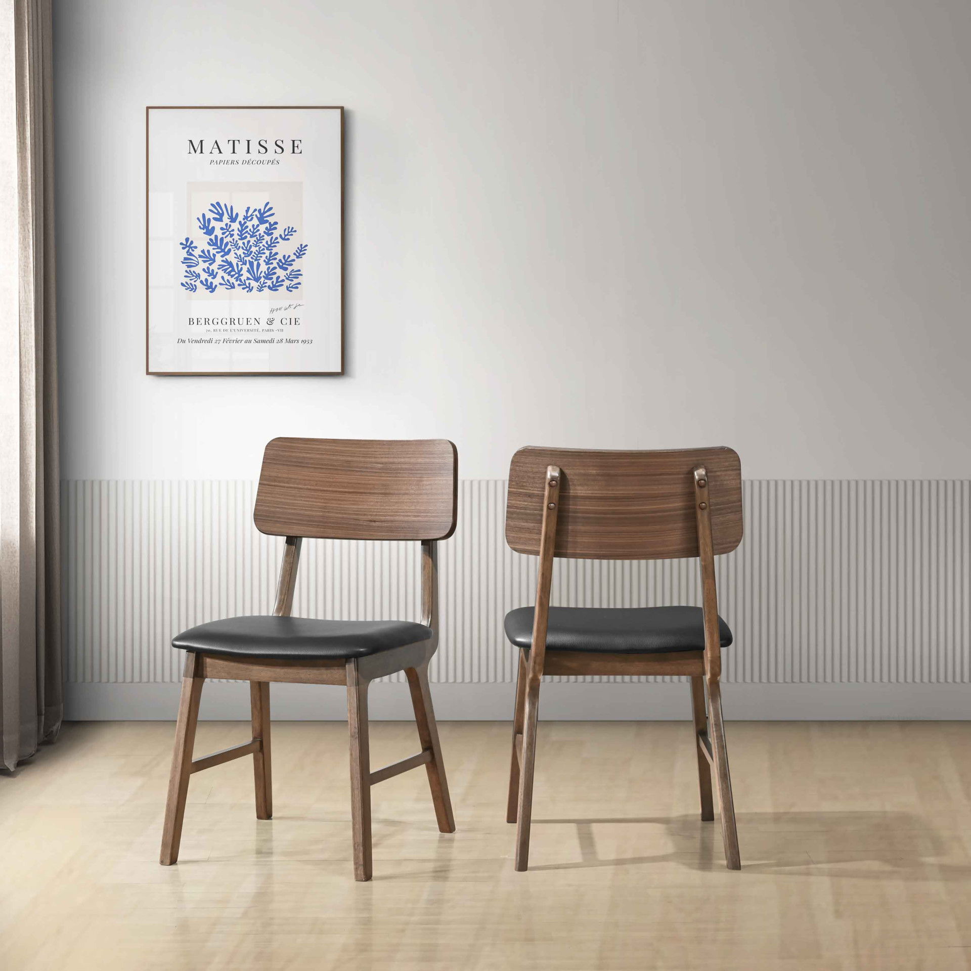 Thea - Wood Back Side Chair With Black Seat (Set of 2) - Walnut, dark brown