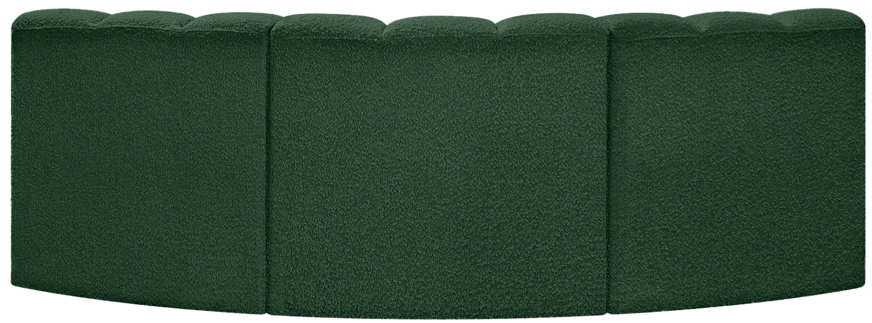 Arc - Boucle Fabric 3 Piece Modular Corner Sofa - Green