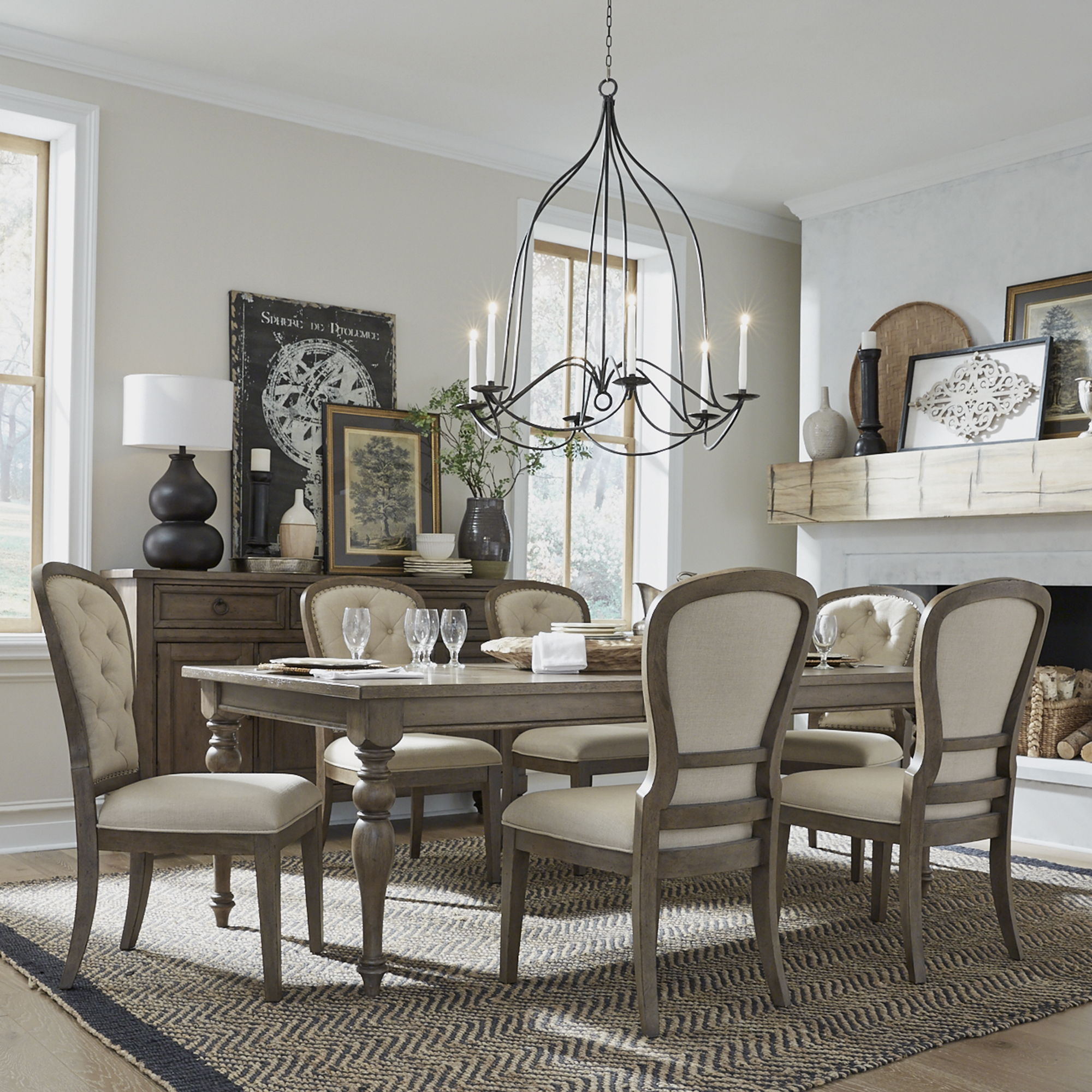 Liberty Furniture Americana Farmhouse - Optional 7 Piece Leg Table Set - Light Brown