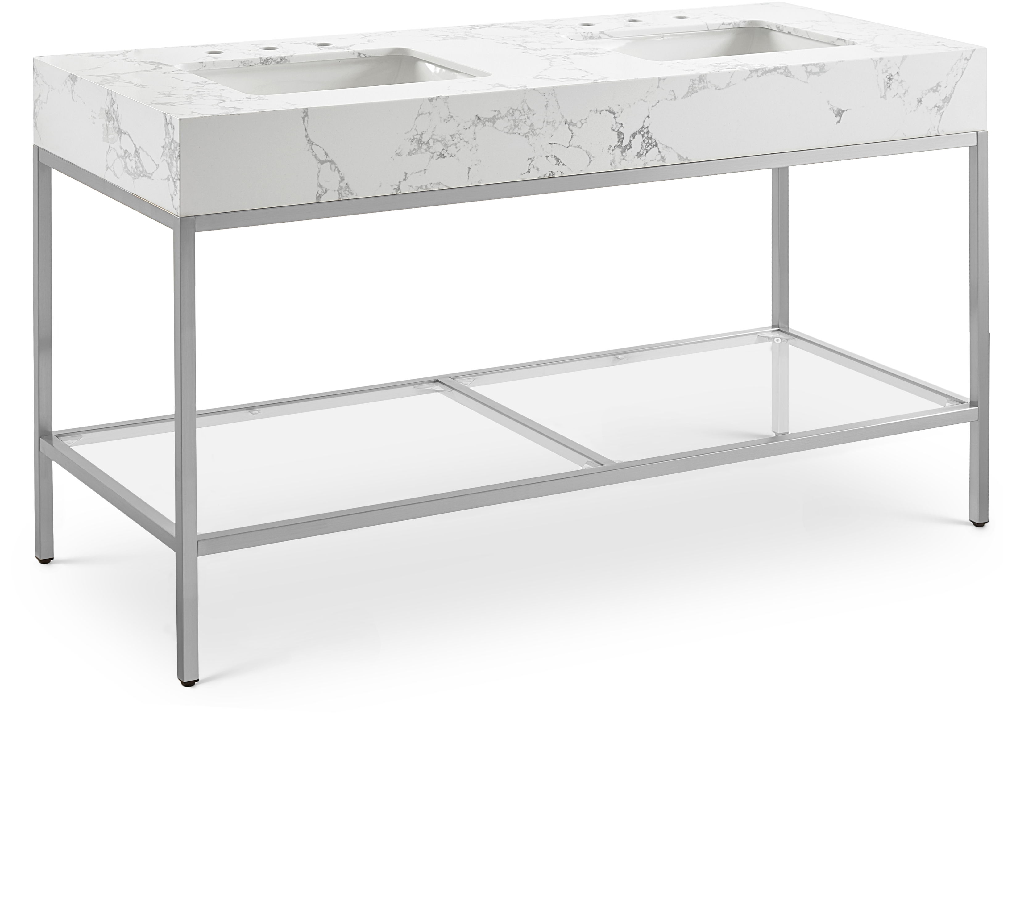 Marmo - 60" Engineered Marble Bathroom Vanity With Chrome Base - White