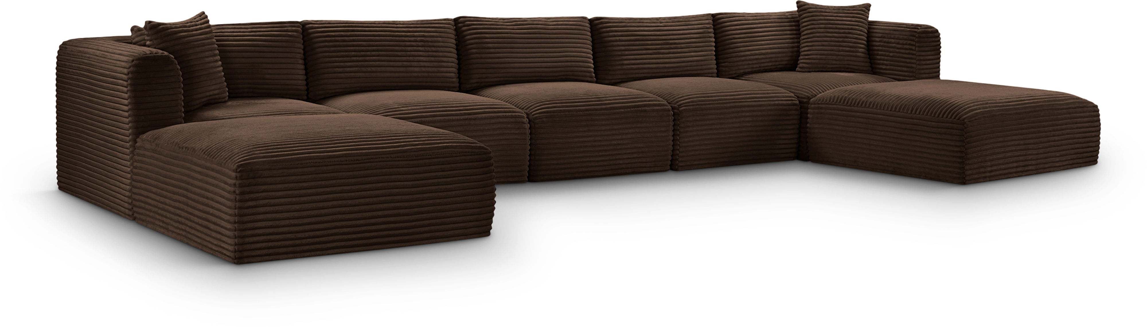Shaggy - 7 Piece Modular Sectional With 2 Ottomans - Brown
