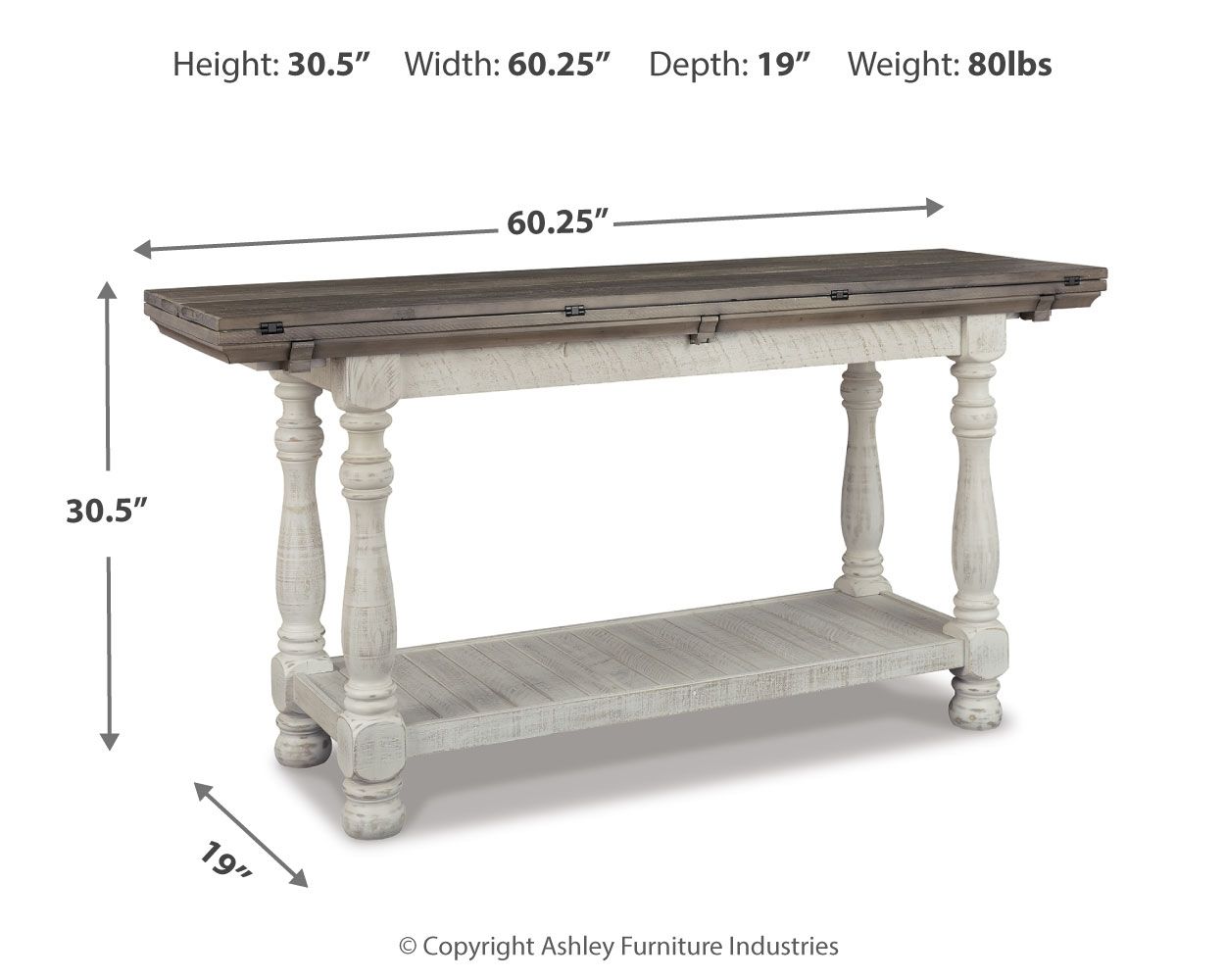 Ashley Furniture Havalance - Flip Top Sofa Table - Gray / White - Image 4