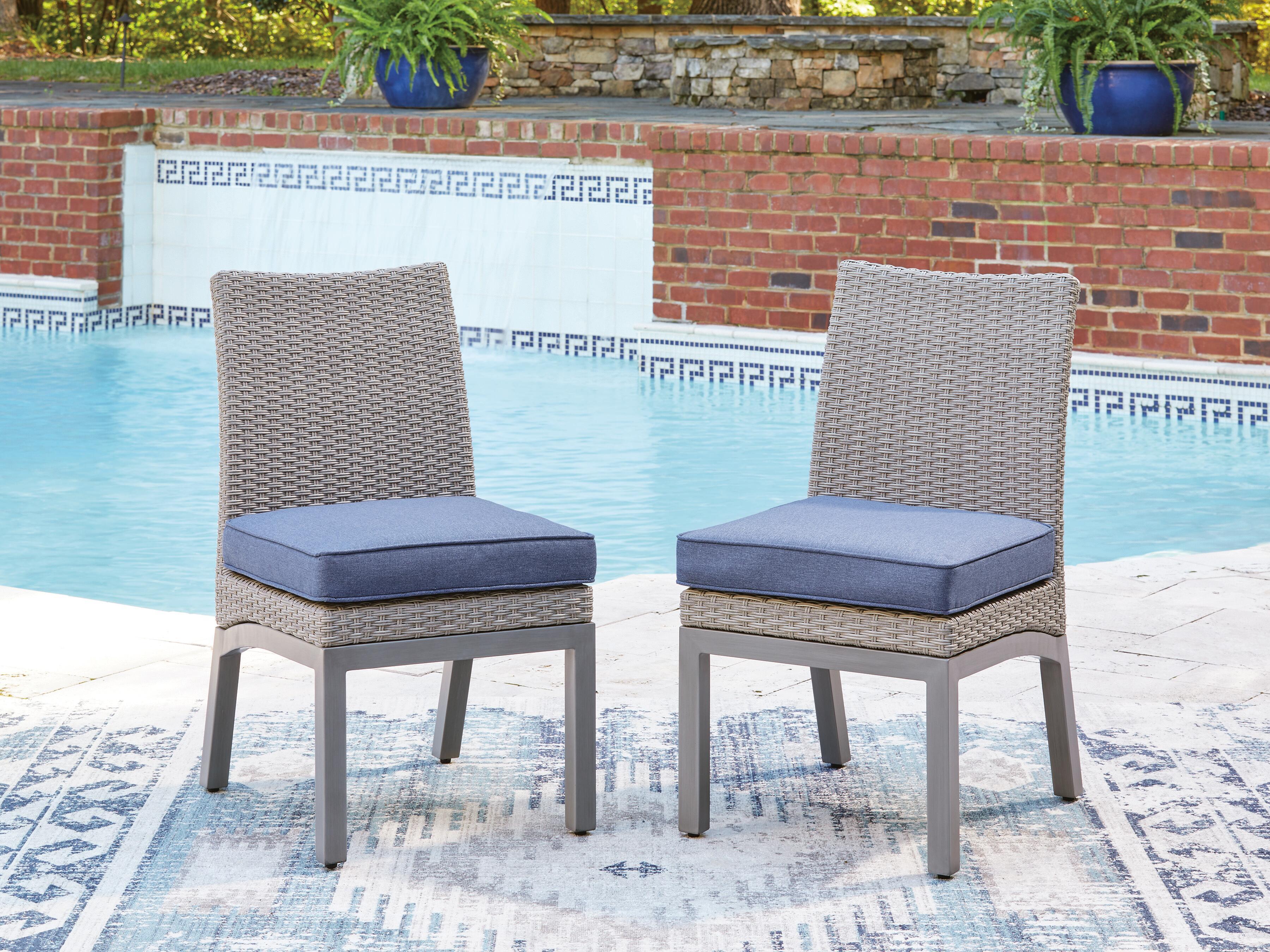 Ashley Furniture Half Moon Beach - Side Chair With Cushion (Set of 2) - Blue / Gray - Image 2