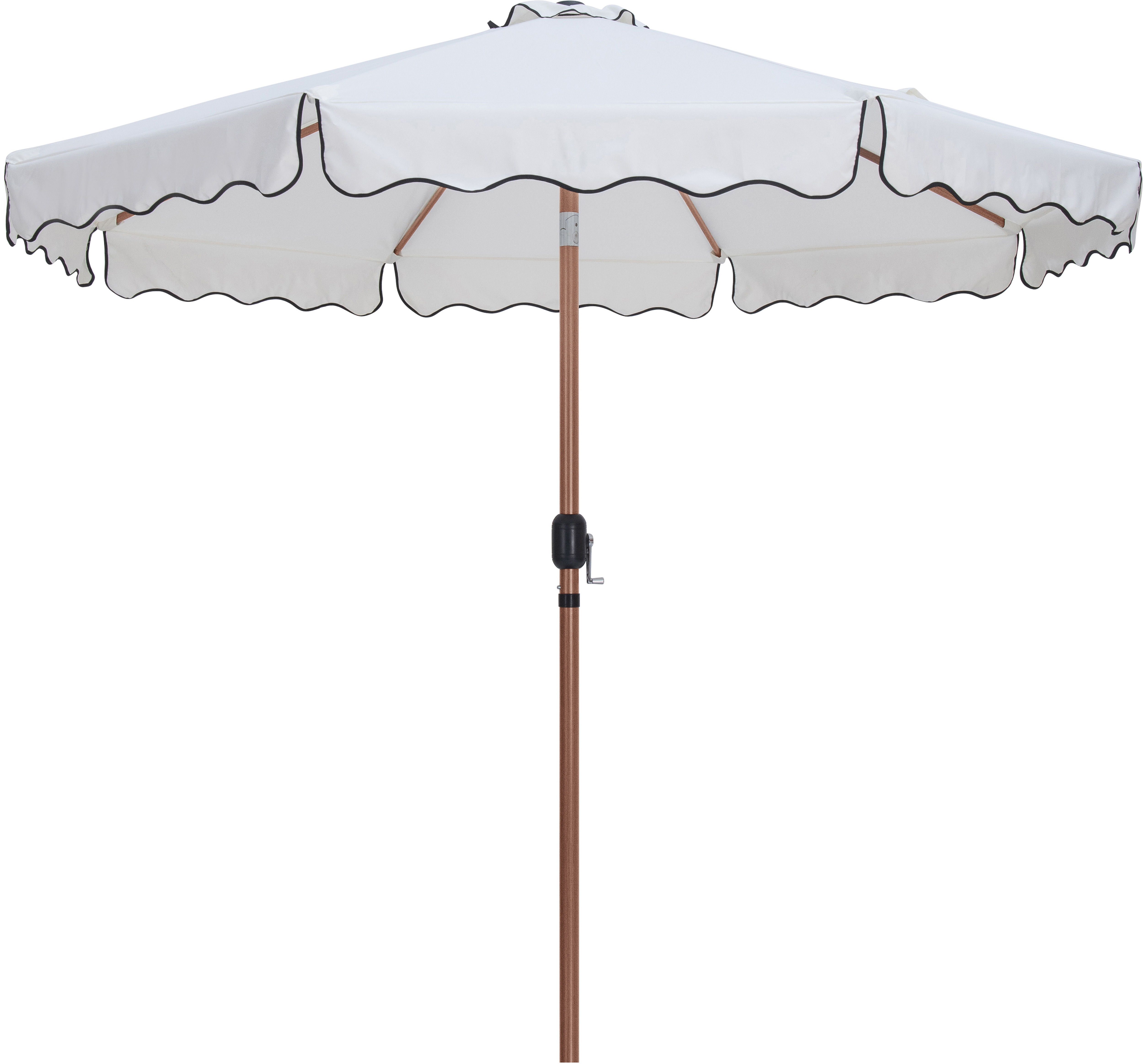 Amalfi - Fabric With Black Piping / Matte White Aluminum Patio Umbrella with Base - White